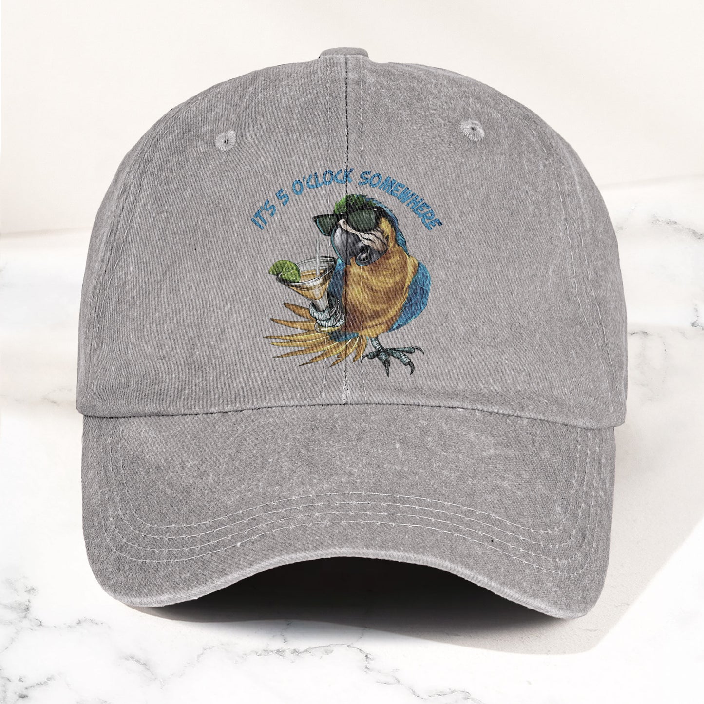 It's 5 O'Clock Somewhere Denim Cap – Retro Jimmy Buffett Tribute Dad Baseball Cap (With Box)