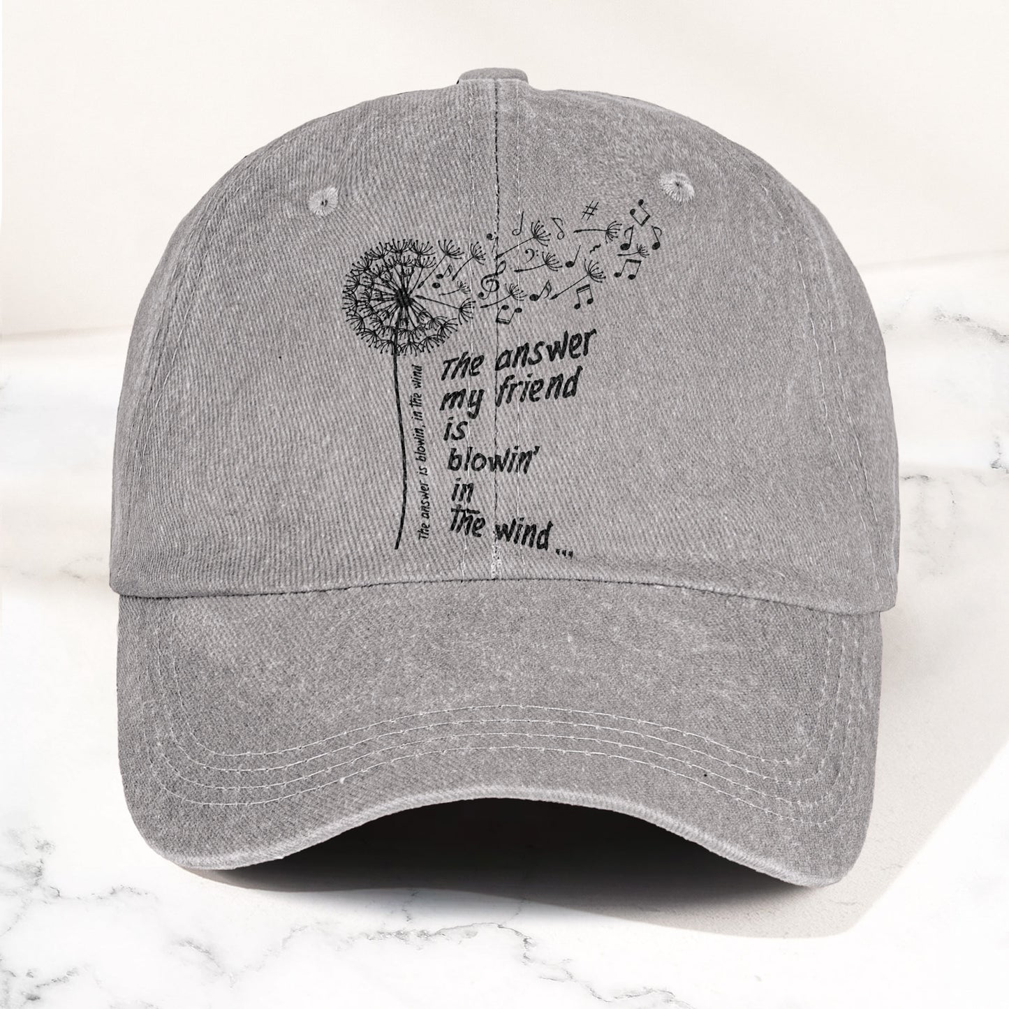 Bob Dylan Blowin In The Wind Dandelion Lyrics Folk Music Merch Denim Cap – Retro Vintage Dad Cap Gift For Dad (With Box)