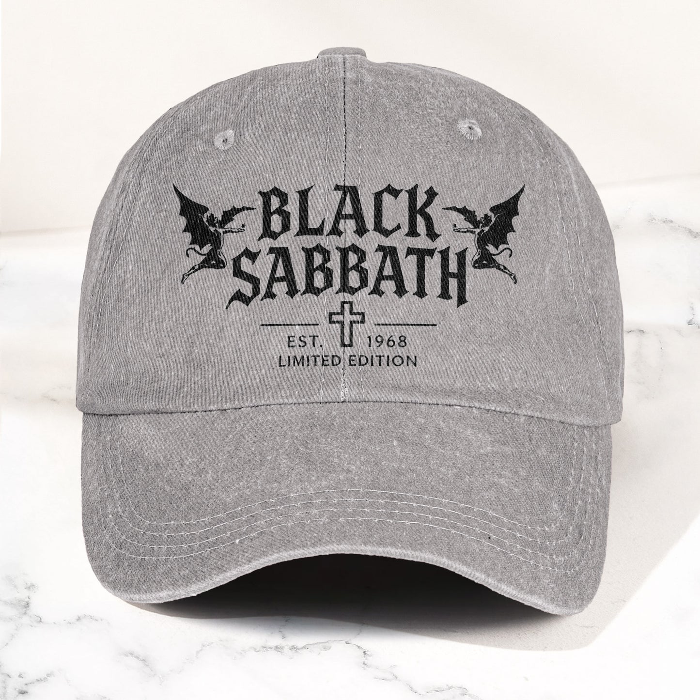 Black Sabbath Band Logo Est 1968 Denim Cap – Retro Vintage Dad Cap Gift For Dad (With Box)