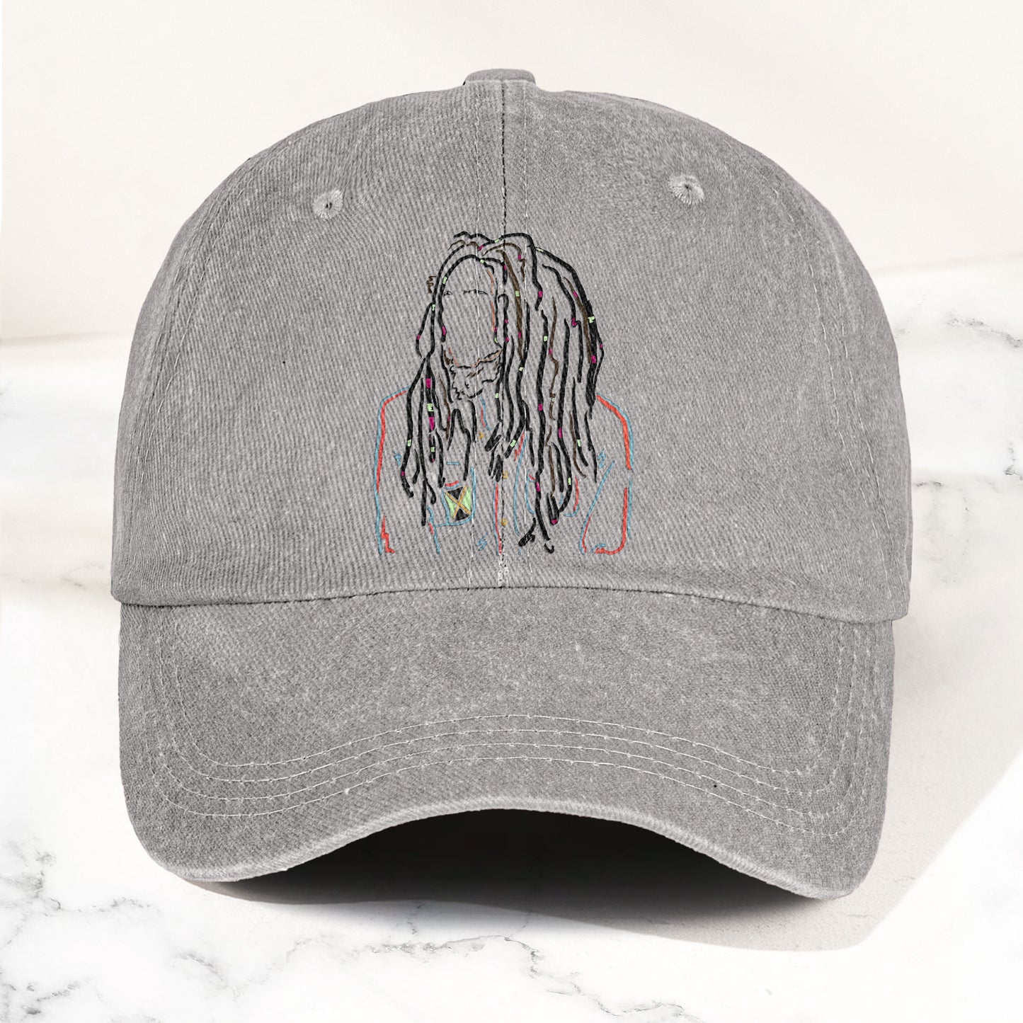 Bob Marley Portrait Casual Denim Cap – Retro Music Fan Concert Cap Gift For Dad (With Box)