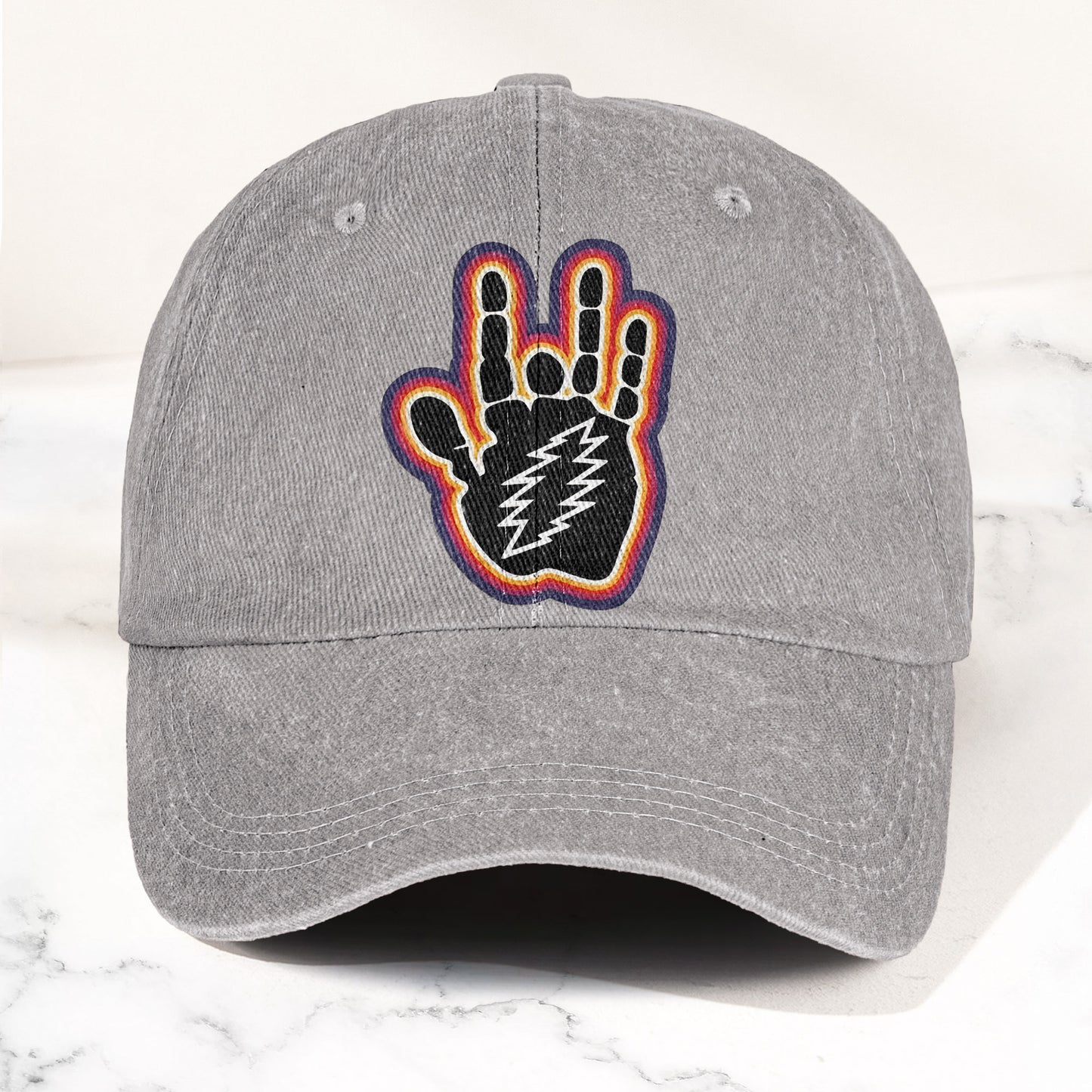 Grateful Dead Jerry Garcia Hand With Lightning Bolt Denim Cap – Retro Vintage Dad Cap Gift For Dad (With Box)
