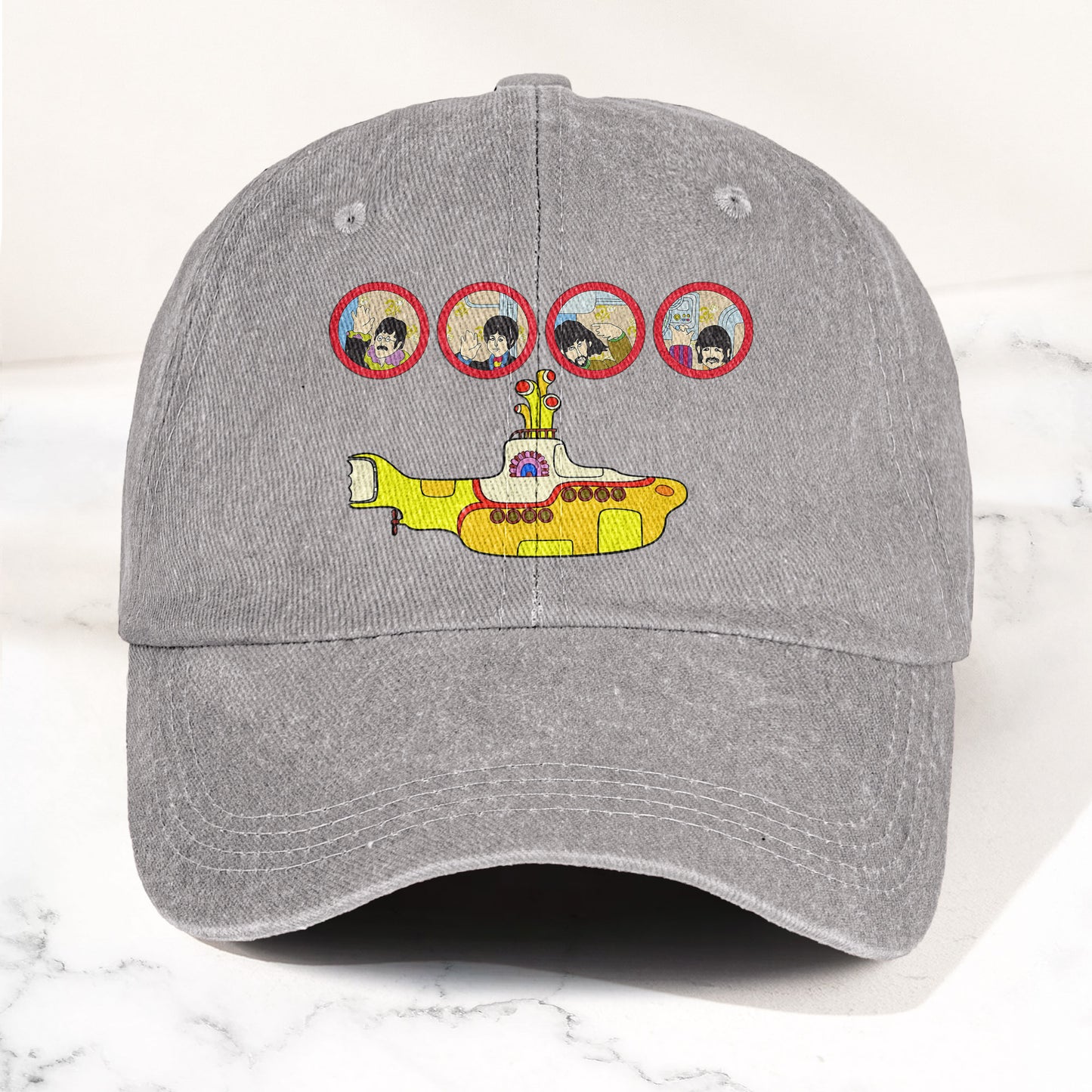 Yellow Submarine from The Beatles 1968 Cartoon Film Denim Cap – Retro Music Fan Concert Cap Gift For Dad (With Box)