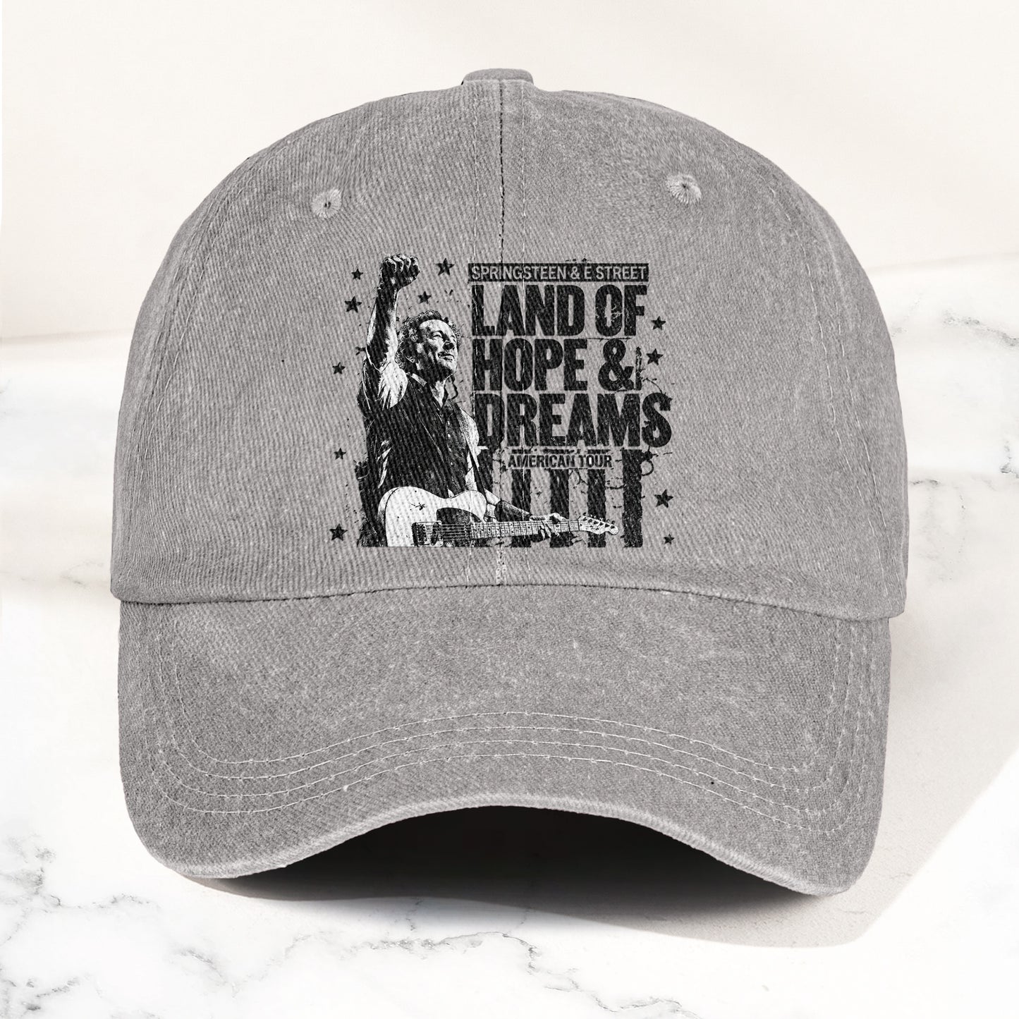 Bruce Springsteen Land of Hope & Dreams American Tour Denim Cap – Retro Rock Music Fan Cap (With Box)