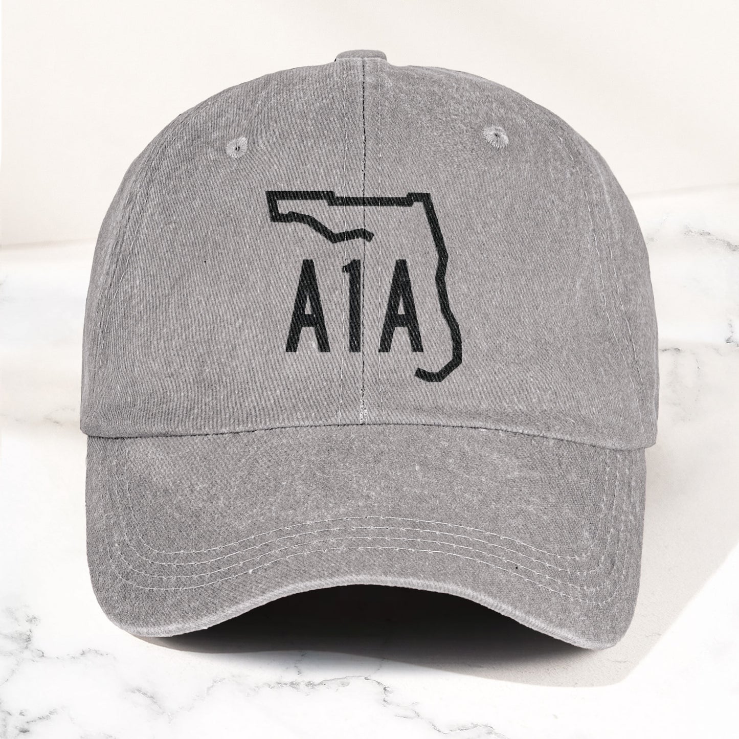 A1A Highway Sign Florida Denim Cap – Retro Jimmy Buffett Inspried Hat (With Box)