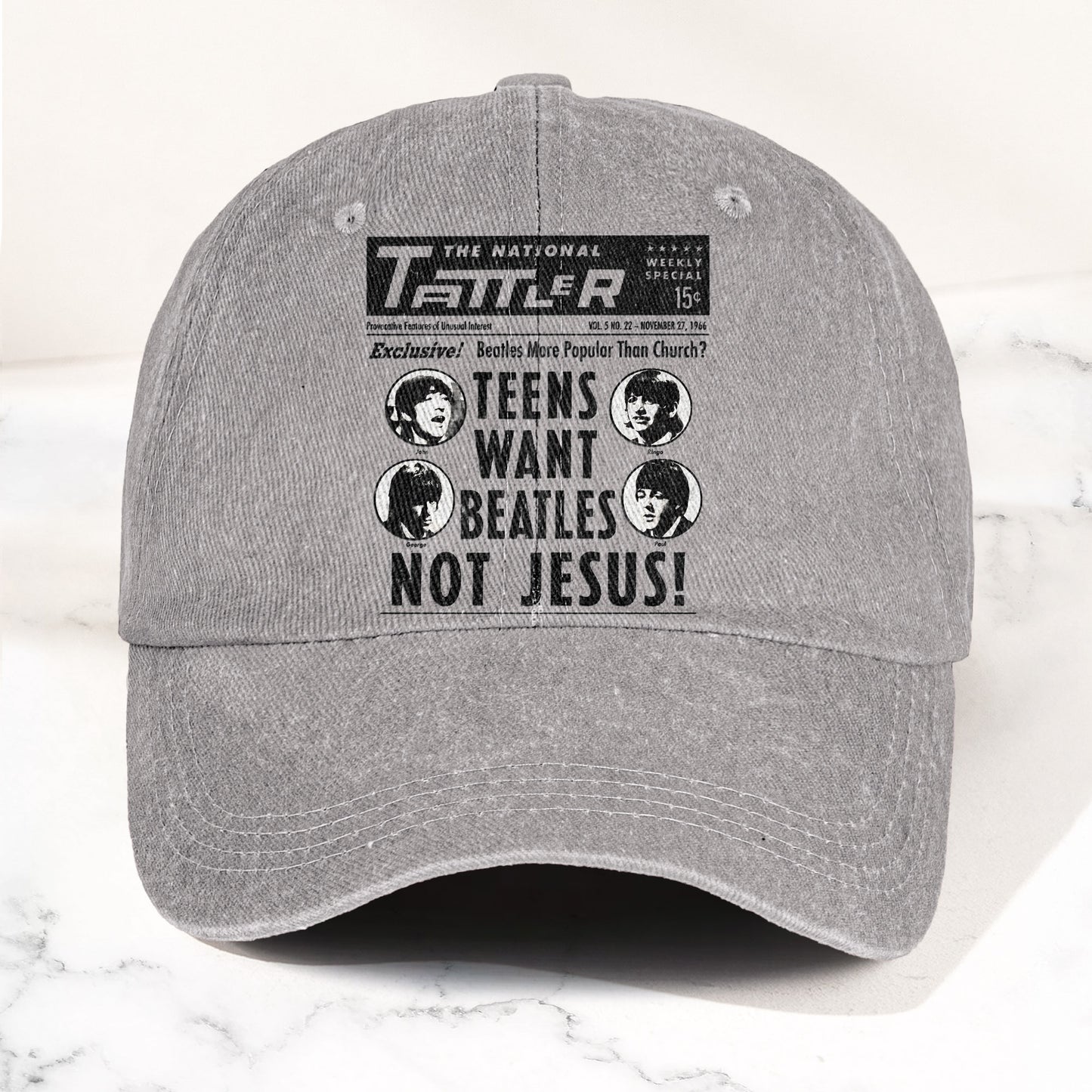 Teens Want Beatles Not Jesus Denim Cap – Retro Rock Music Fan Cap (With Box)
