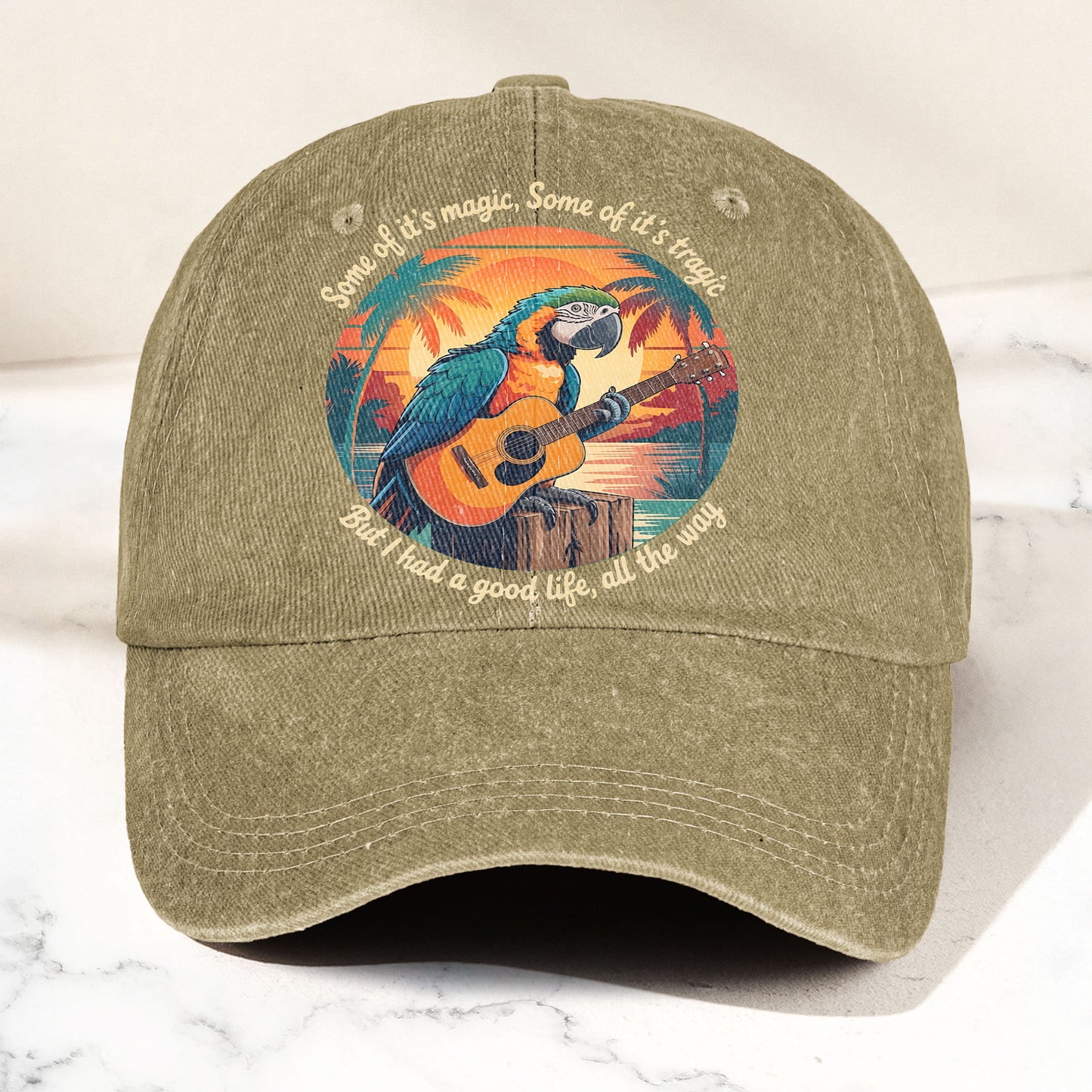 Some of Its Magic, Some of Its Tragic Denim Cap – Retro Jimmy Buffett Inspired Dad Hat (With Box)