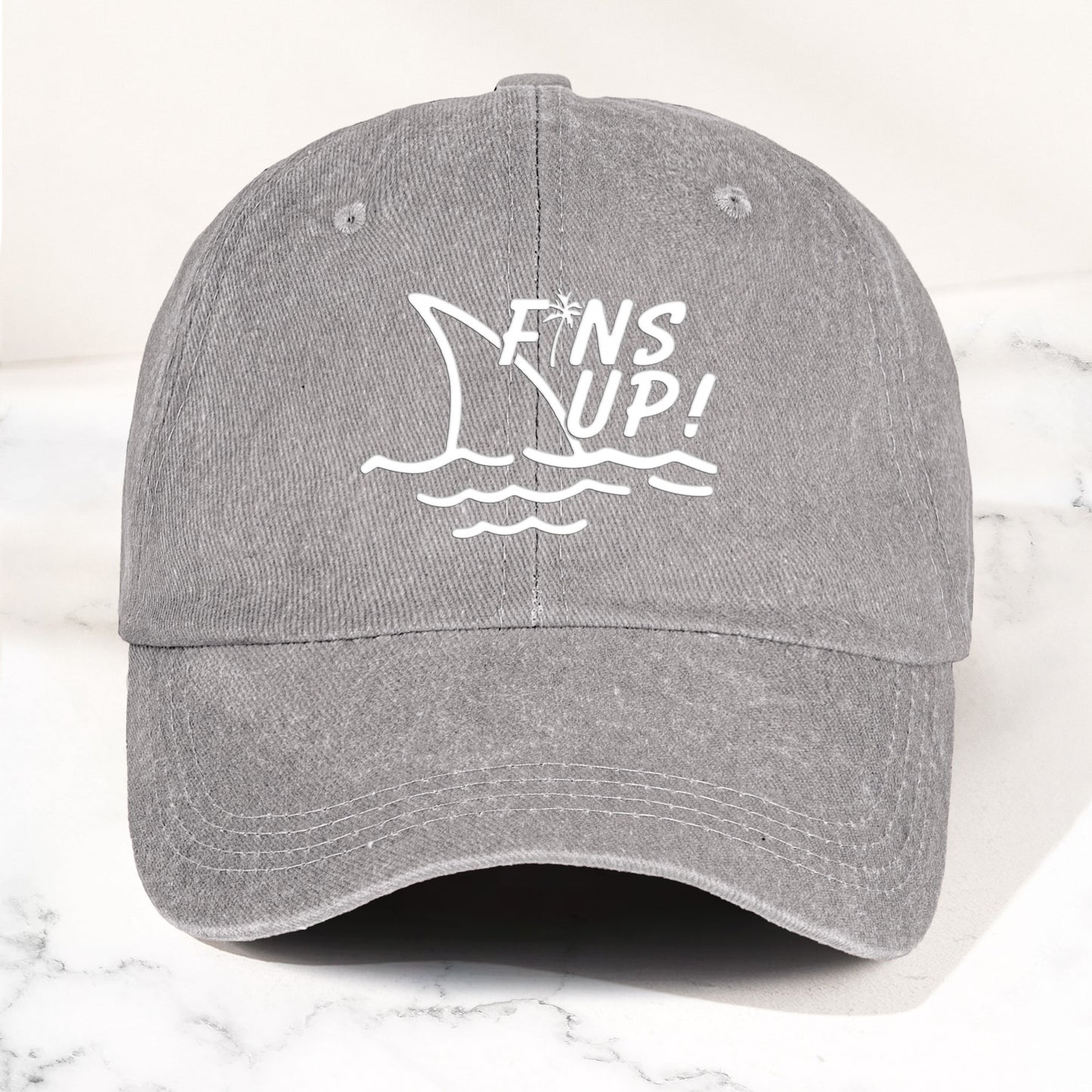 Jimmy Buffett Denim Dad Cap – Fins Up Margaritaville Beach Vibes Hat (With BOX)