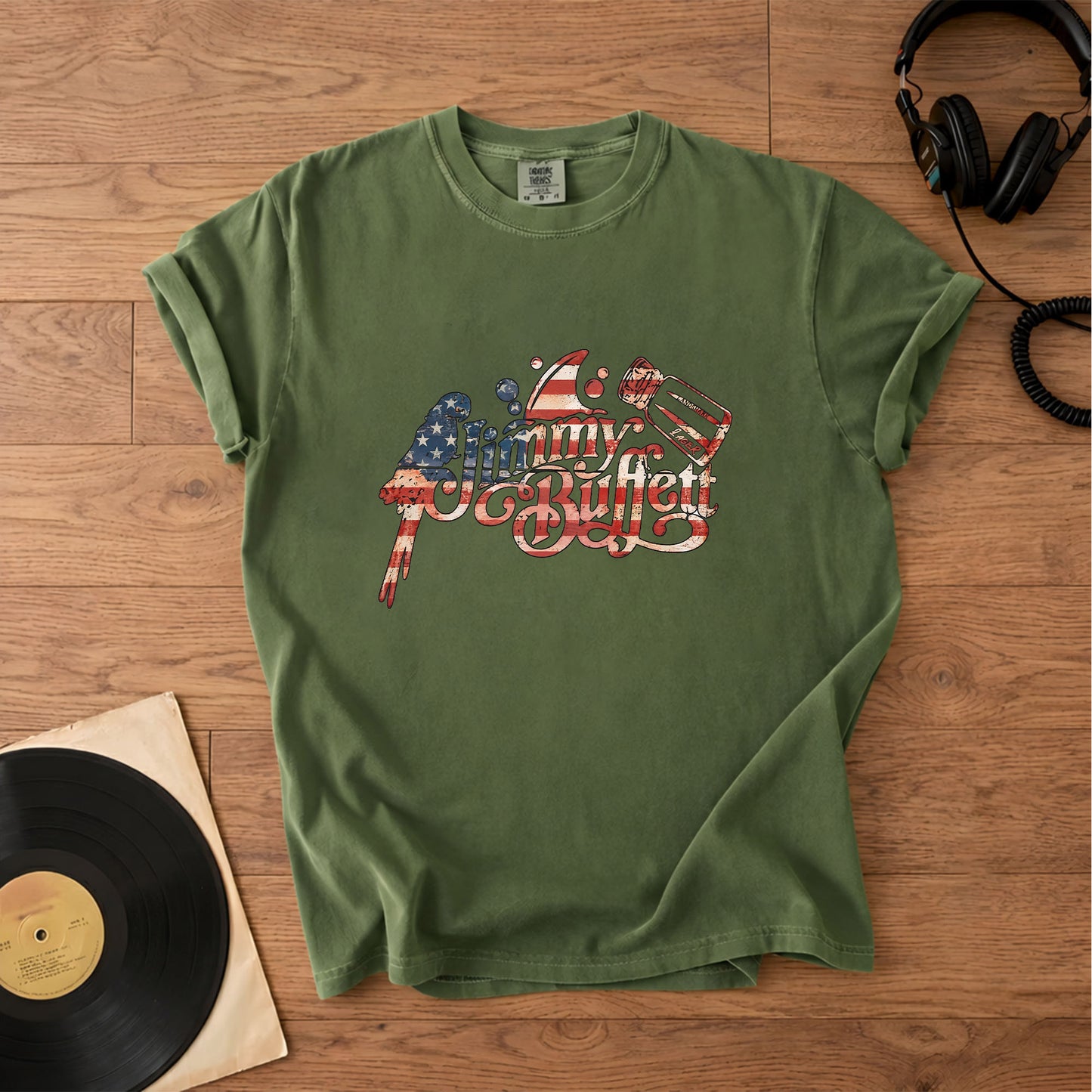 Jimmy Buffett Patriotic American Flag Graphic 4th of July T-Shirt – Retro Rock Metal Music Fan Merch Tee