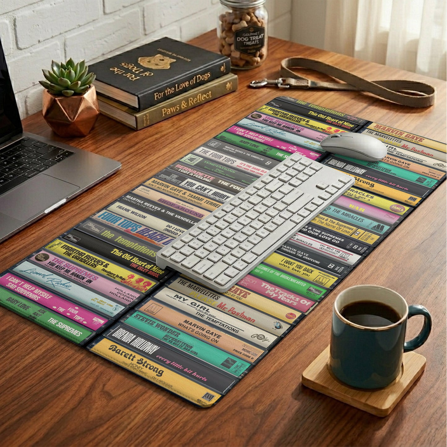 Motown Cassette Tape Art Print 1960s Music Desk Mat – Non-slip Home Office Gift Keyboard Pad Birthday Gift For Music Lovers