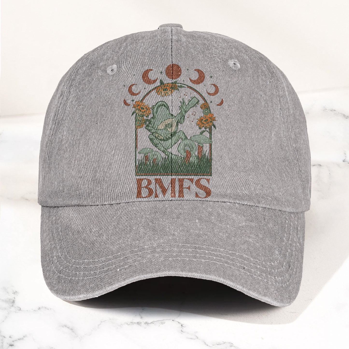 Billy Strings BMFS Frog Mandolin Sunflowers Moon Phase Vintage Graphic Denim Cap – Retro Vintage Dad Cap Gift For Dad (With Box)