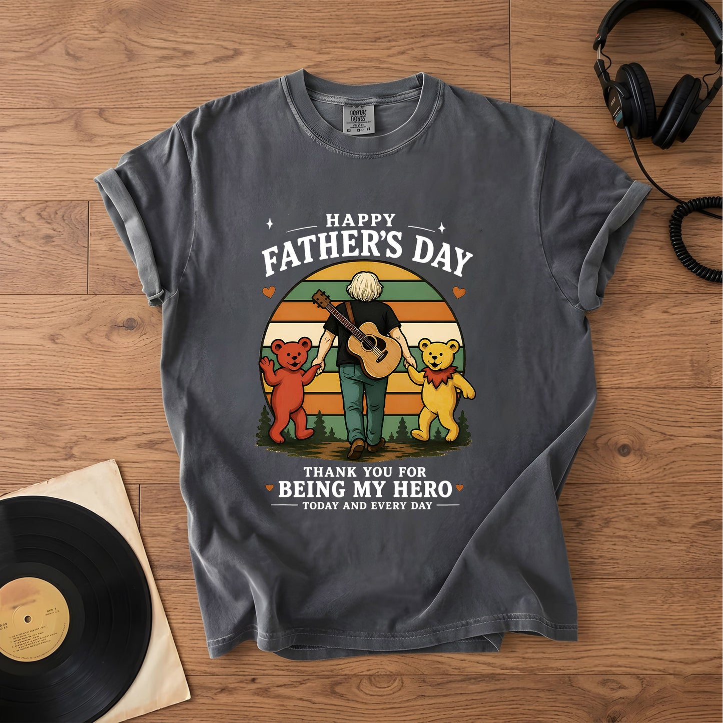 Father’s Day "My Hero" Graphic T-Shirt – Retro Music Grateful Dead Inspired Gift For Dad Tee