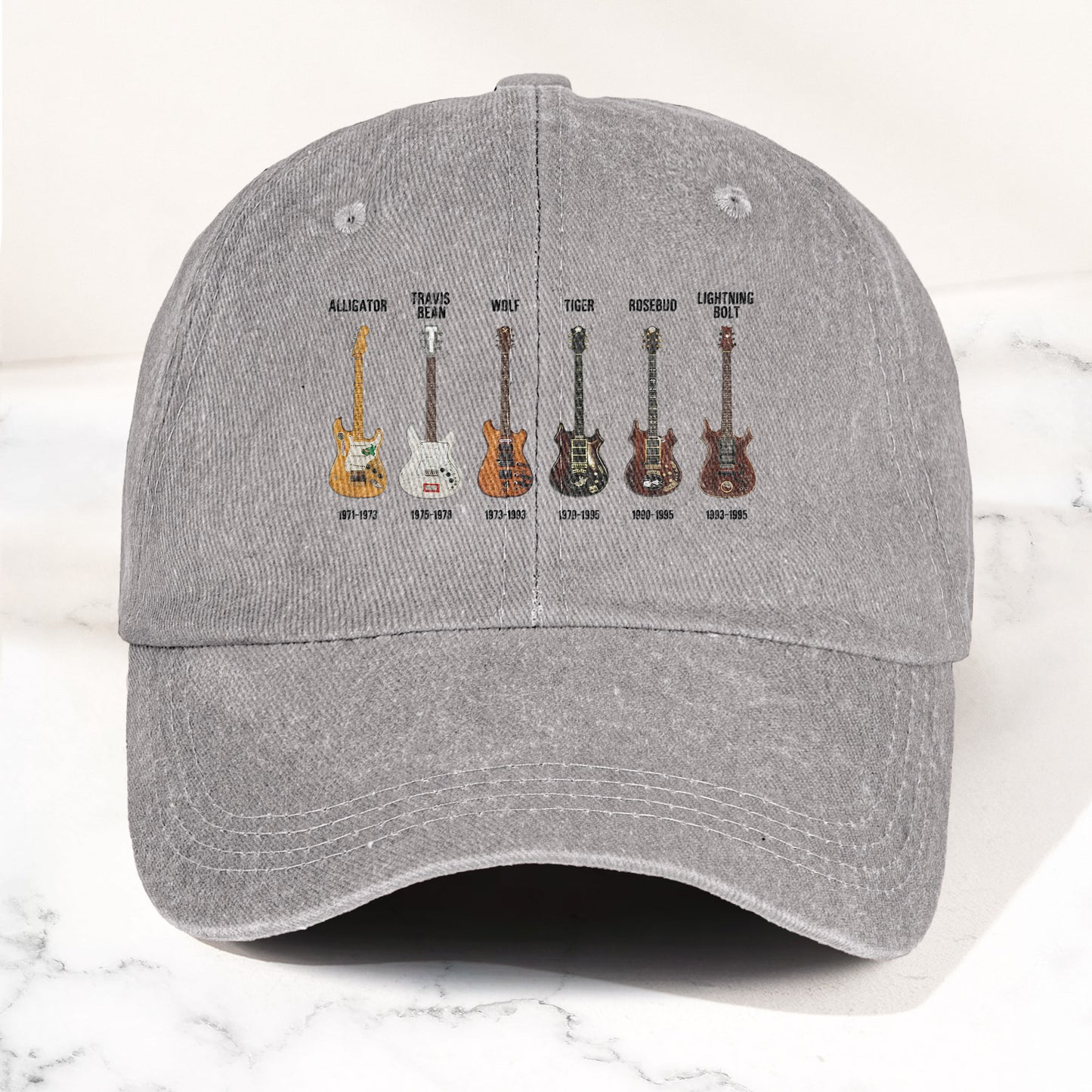 Jerry Garcia Famous Guitars Denim Cap – Vintage Music Grateful Dead Merch Gift for Dad (With Box)