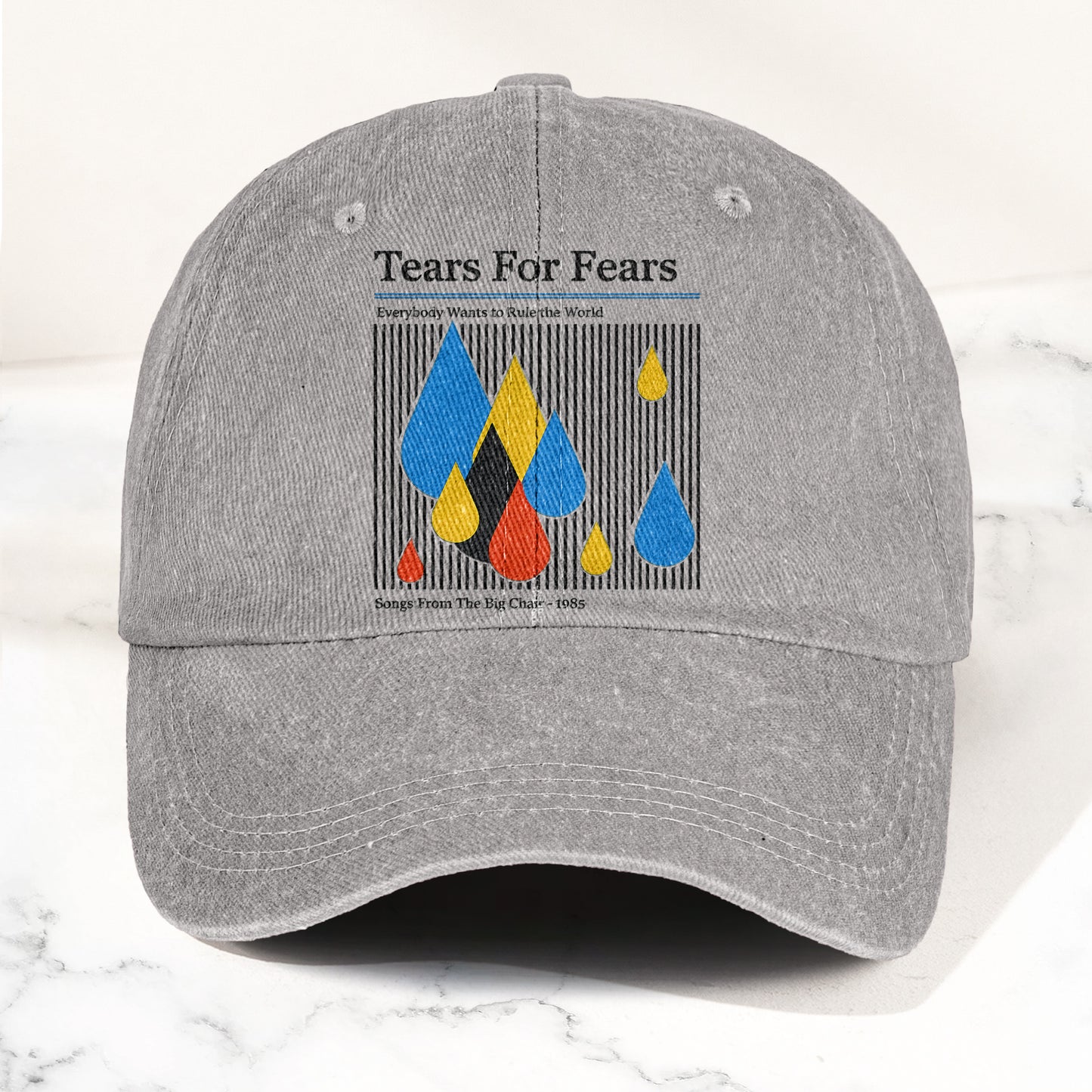 Tears for Fears Songs from the Big Chair 1985 Graphic Denim Cap – Retro Rock Music Fan Cap (With Box)