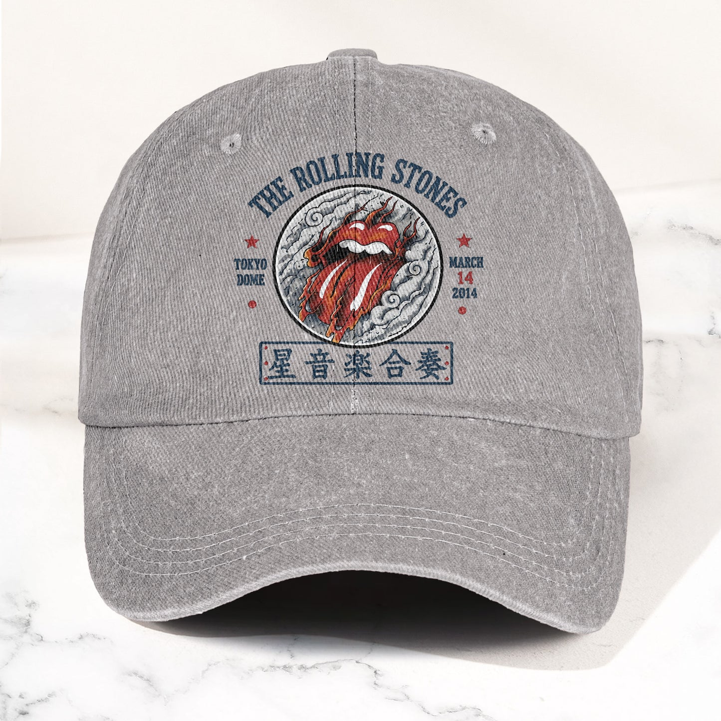 The Rolling Stones 2014 Tokyo Dome Concert Vintage Denim Cap – Retro Dad Cap (With Box)