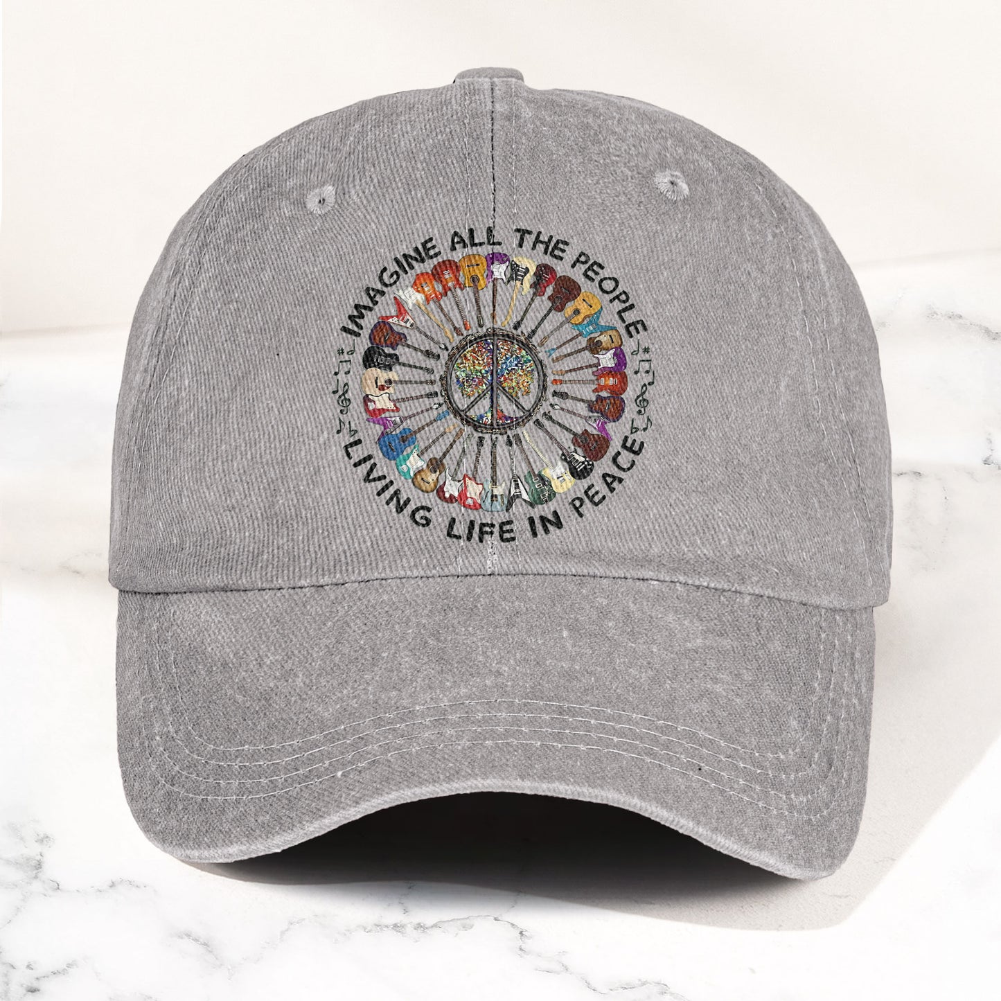 Imagine All The People Living Life In Peace Denim Cap – Retro Music John Lenon Cap Gift For Dad (With Box)