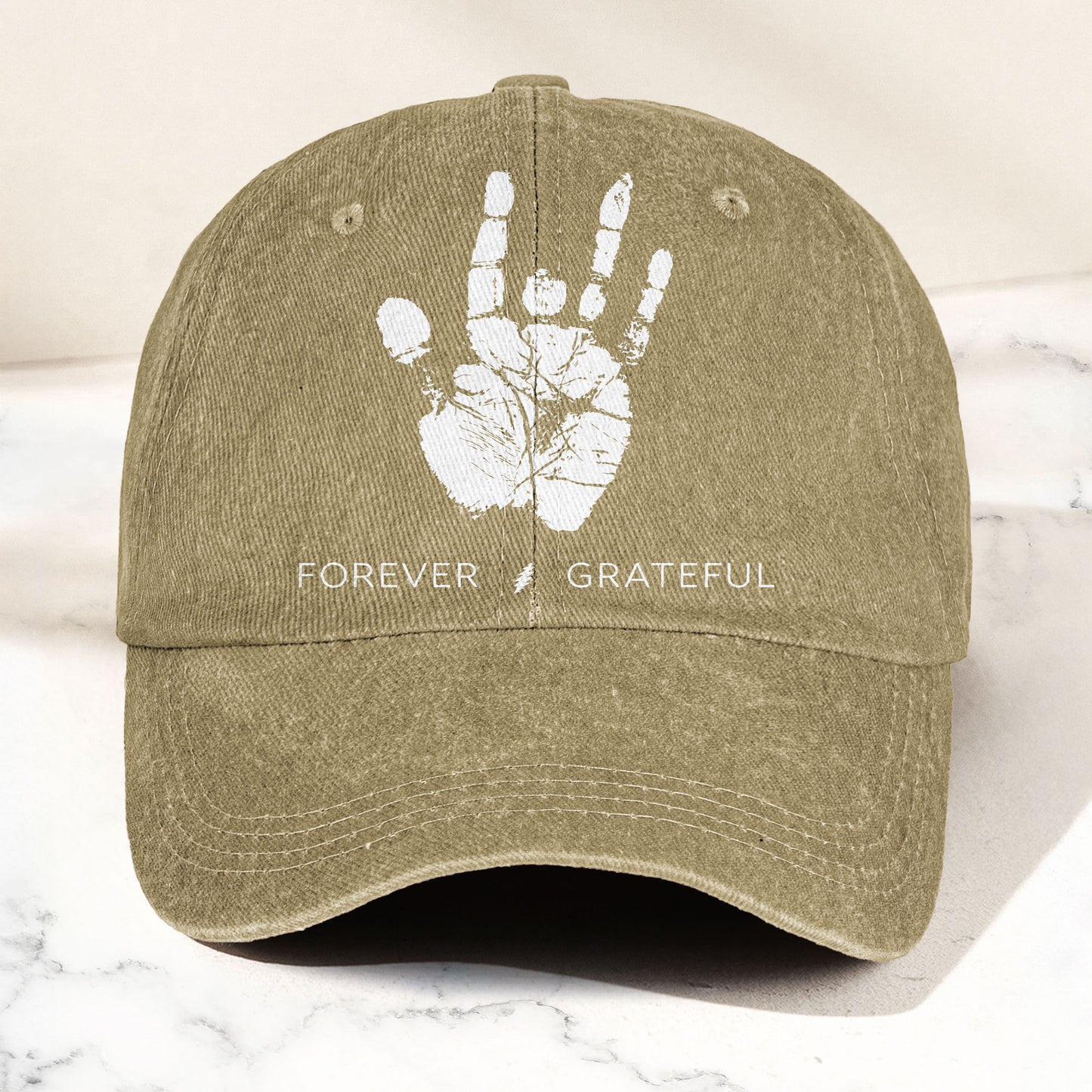 Grateful Dead Denim Cap – “Forever Grateful” Handprint Dad Hat (With Box)