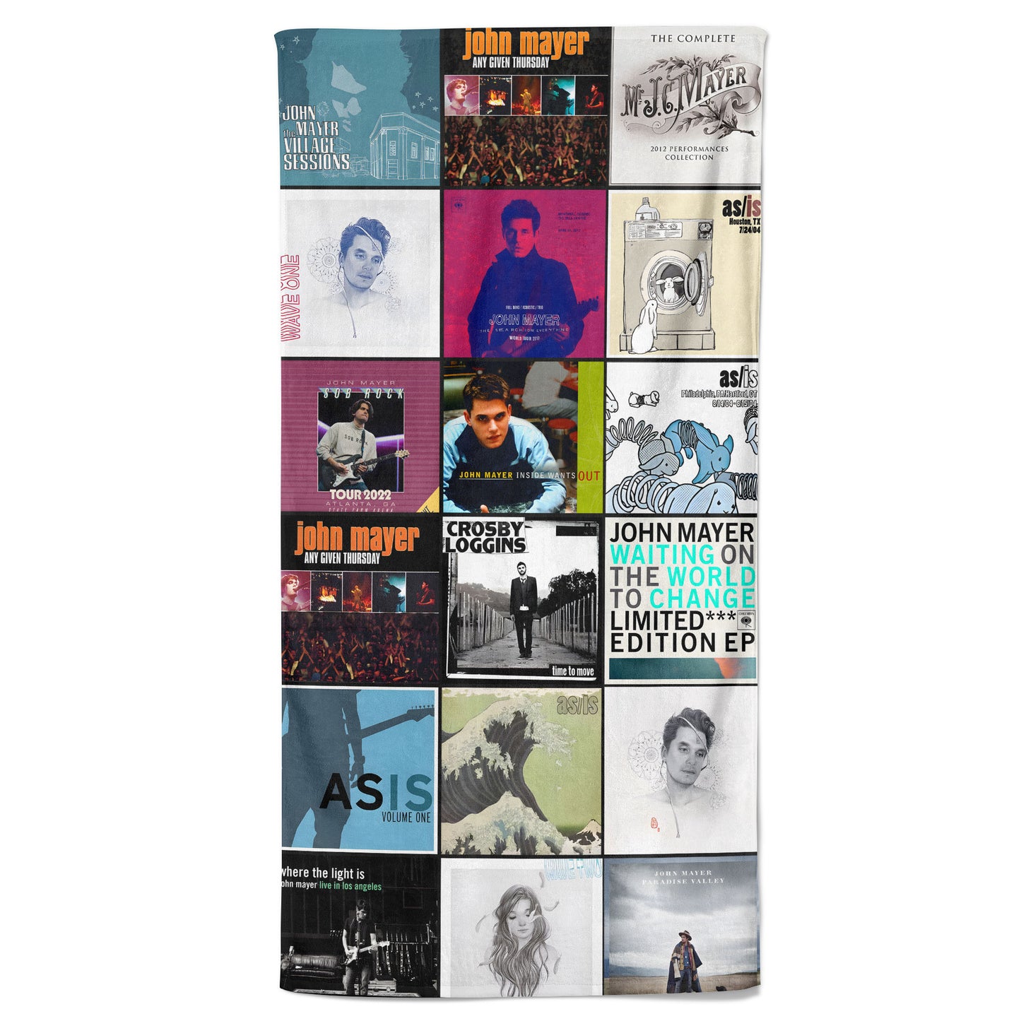 John Mayer Beach Towel – Album Cover Collage Classic Pop And Rock Towel