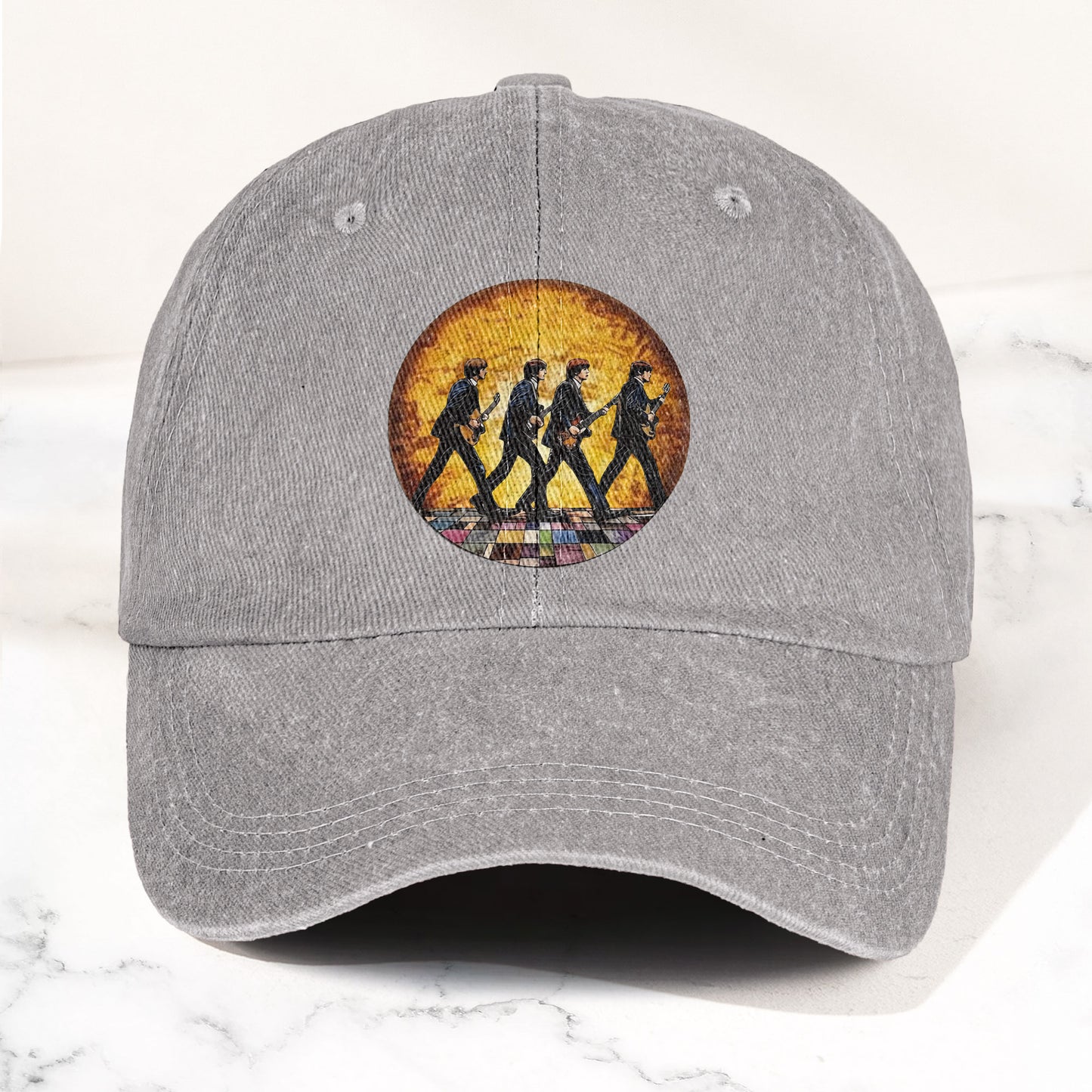 The Beatles Retro Crossing Album Art Sun Catcher Denim Cap – Iconic Album Design ( With BOX)