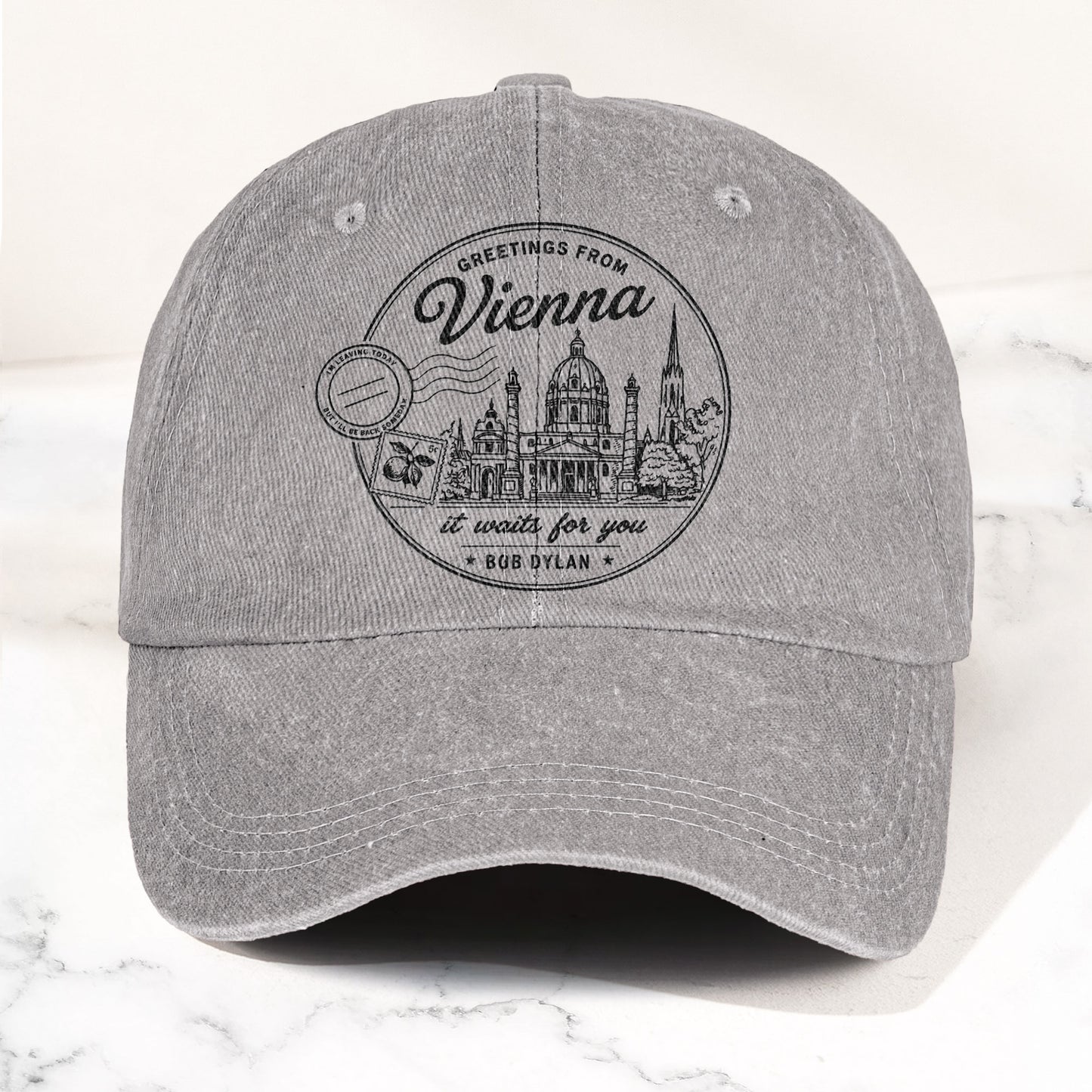 Bob Dylan Vienna It Waits For You Denim Cap – Retro Vintage Dad Cap Gift For Dad (With Box)