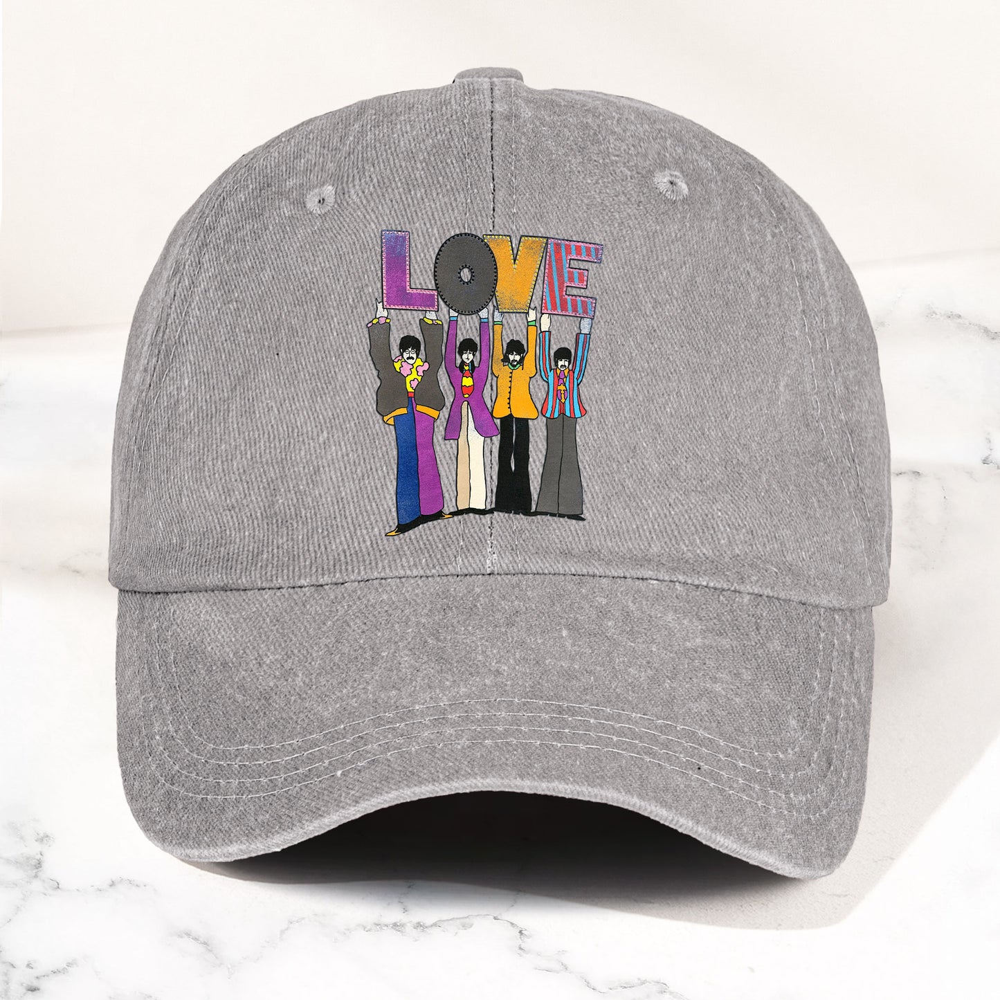 The Beatles Denim Dad Cap – LOVE Album Inspired Design (With BOX)