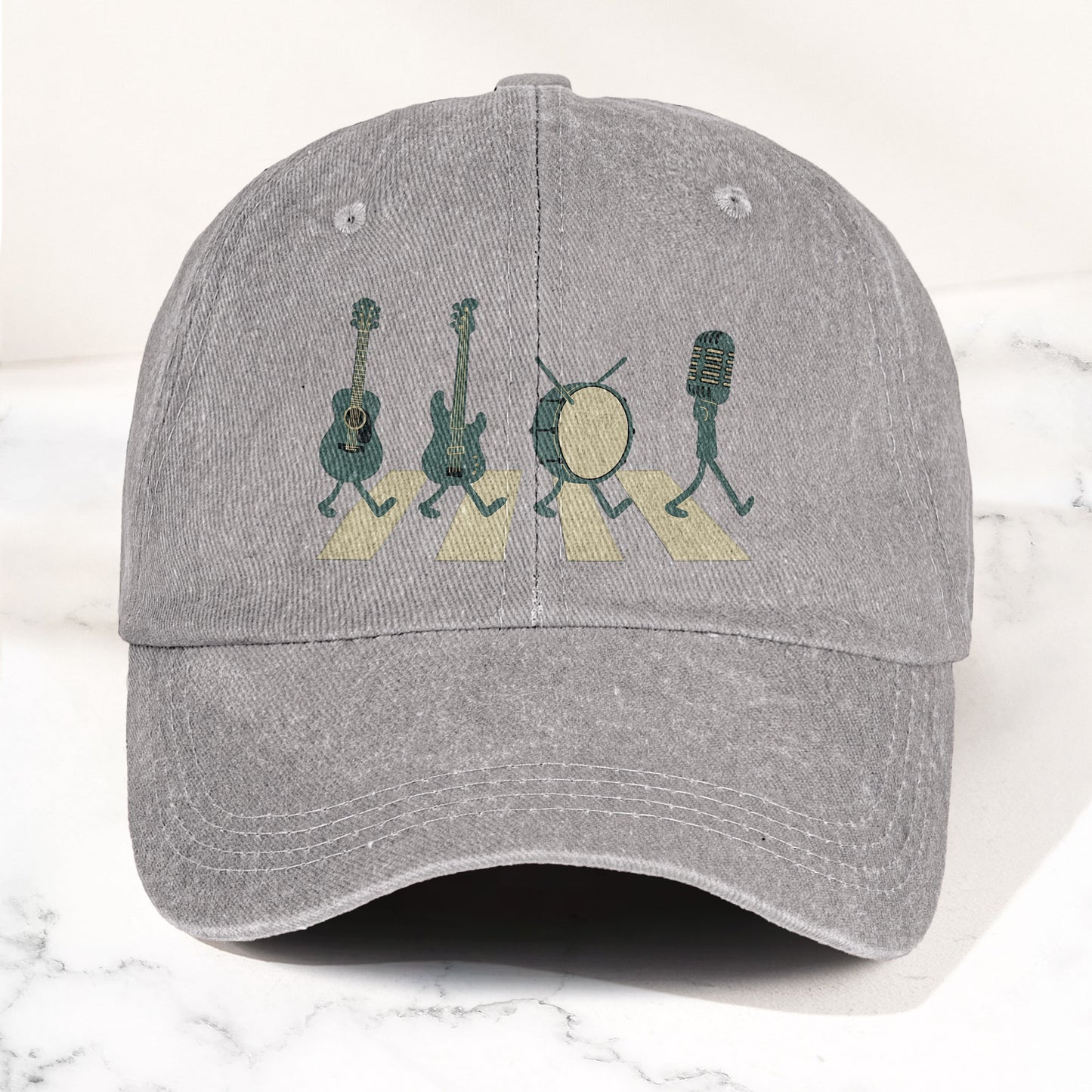 The Beatles Music Instruments Abbey Road Style Parody Vintage Denim Cap – Retro Music Band Cap Gift For Dad (With Box)