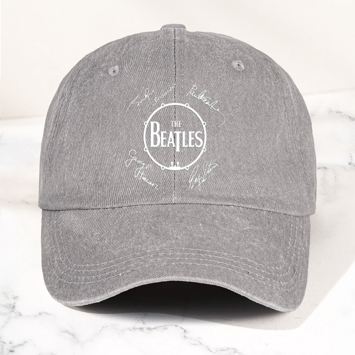 The Beatles Denim Dad Cap – Classic Drum Logo Signature Design ( With BOX)