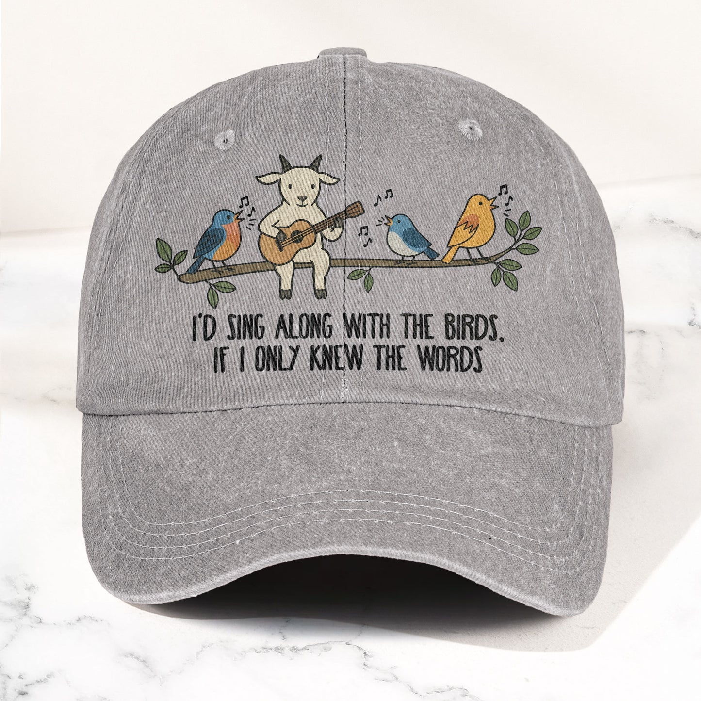 Billy Strings Gild the Lily Lyrics Goat Acoustic Guitar Cosmic Bluegrass Vintage Denim Cap – Retro Vintage Dad Cap Gift For Dad (With Box)