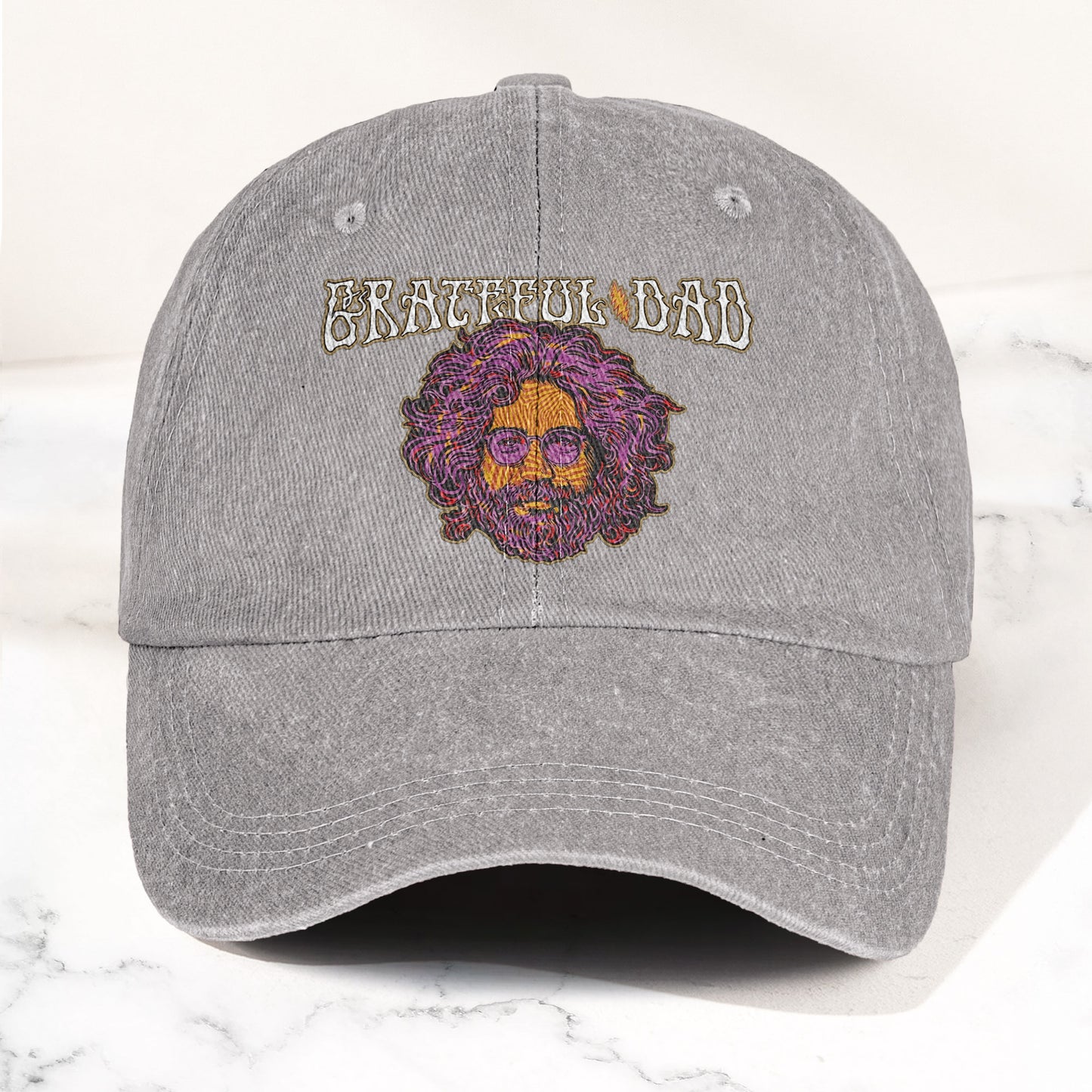 Grateful Dead Jerry Garcia Illustration Denim Cap – Retro Vintage Dad Cap Gift For Dad Father's Day Gift (With Box)