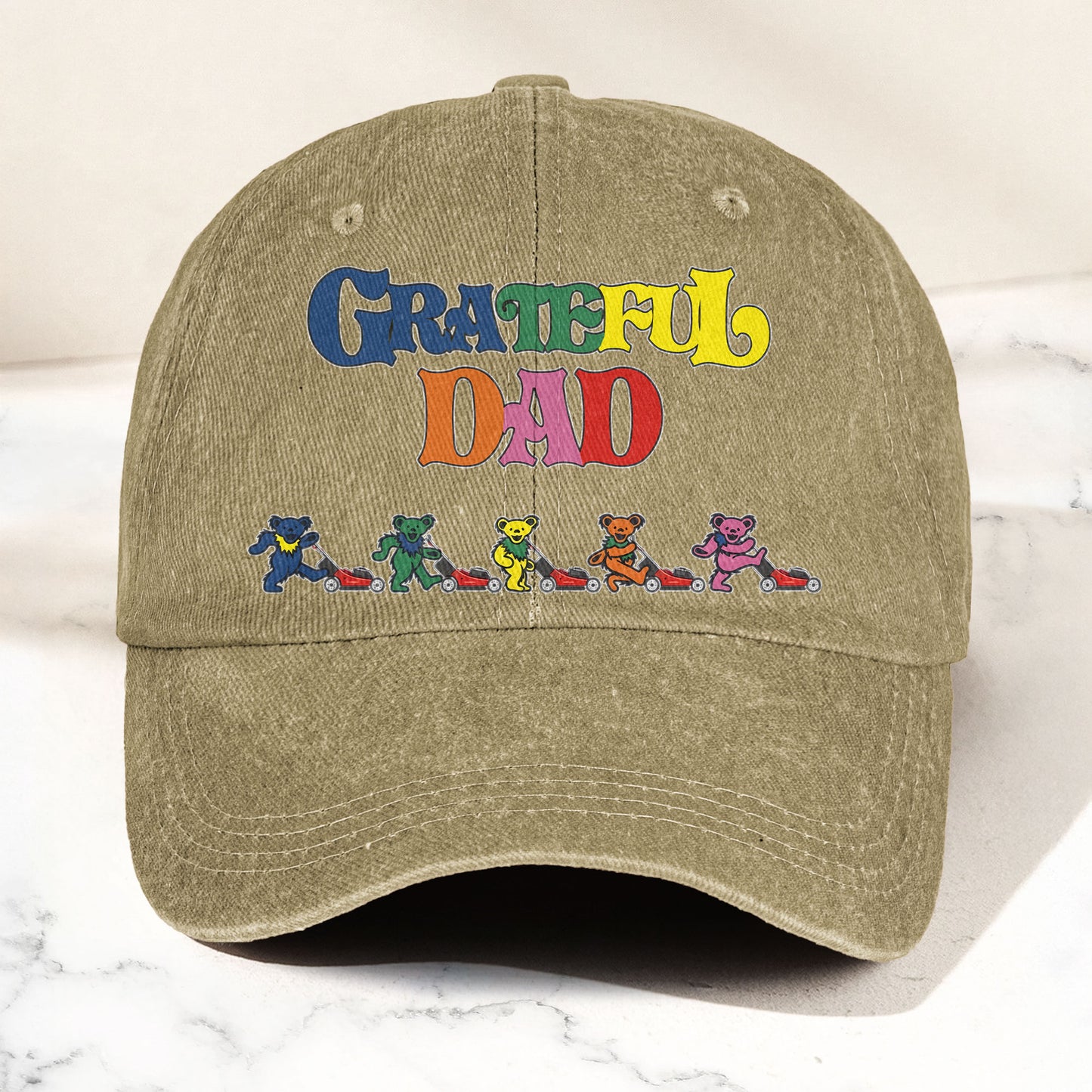 Grateful Dead Denim Cap – “Grateful Dad” Dancing Bears Dad Hat