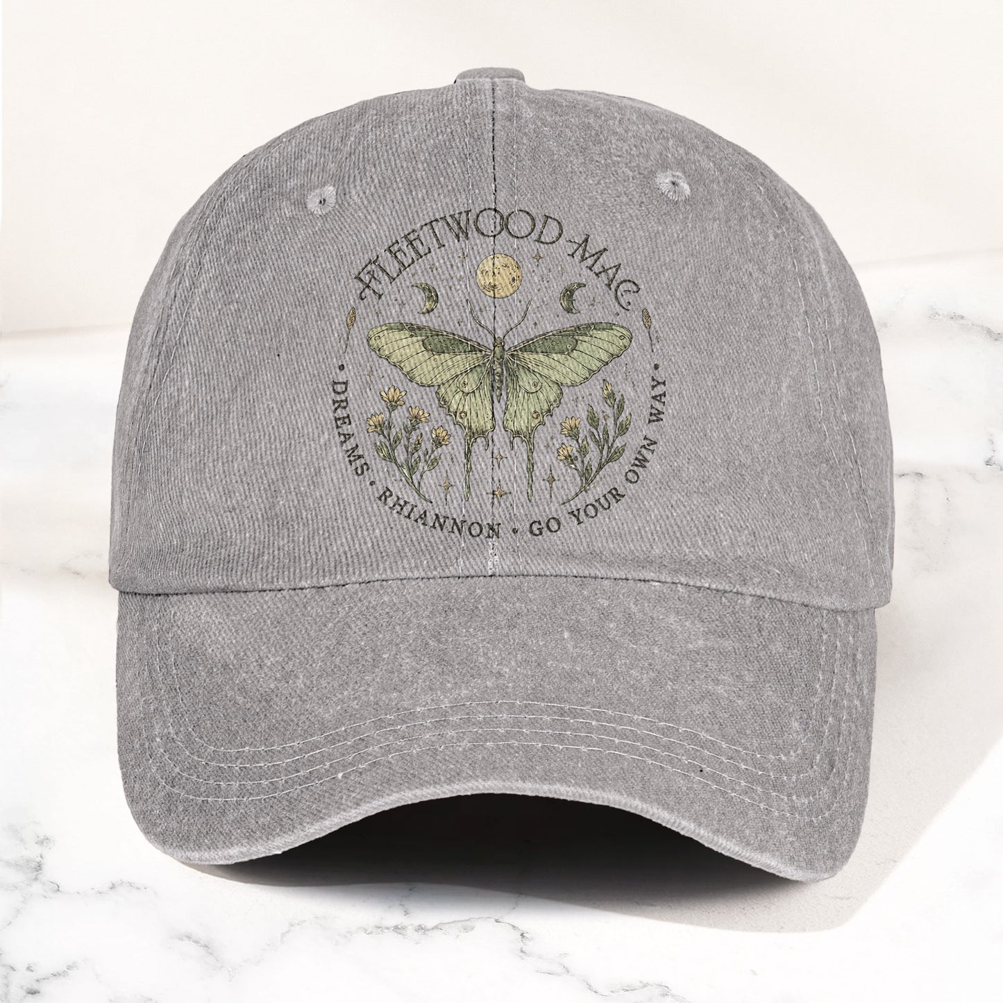 Fleetwood Mac Butterfly Mystical Graphic Vintage Denim Cap – Retro Dad Cap (With Box)