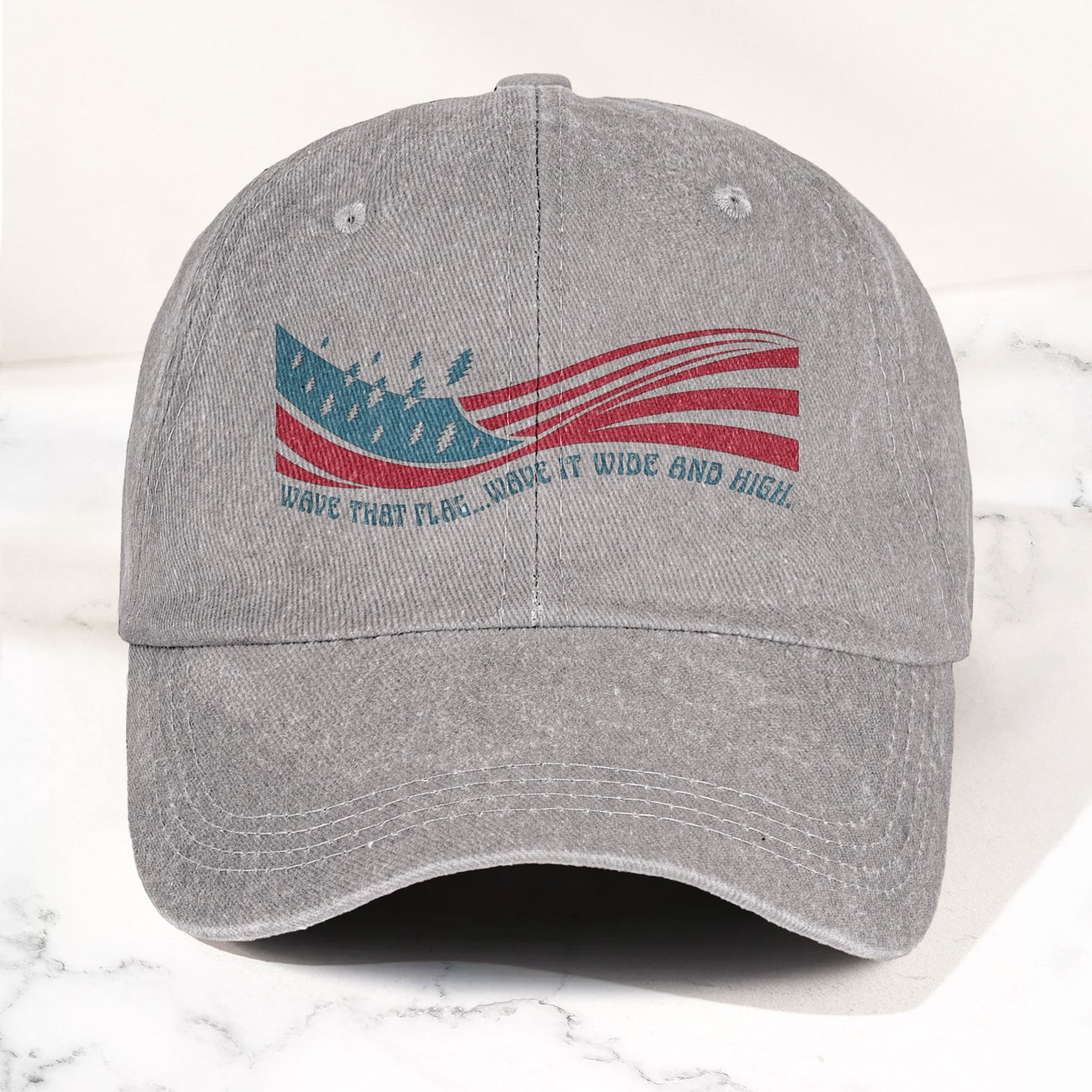 Grateful Dead Wave That Flag US Blues Denim Cap – Retro Vintage Dad Cap Gift For Dad (With Box)