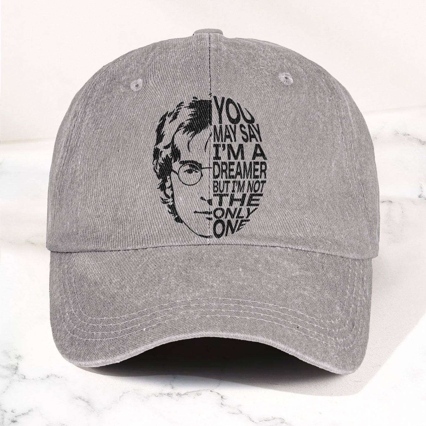 John Lennon You May Say I'm A Dreamer But I'm Not The Only One Denim Cap – Retro Rock Music Fan Cap Gift For Dad (With Box)