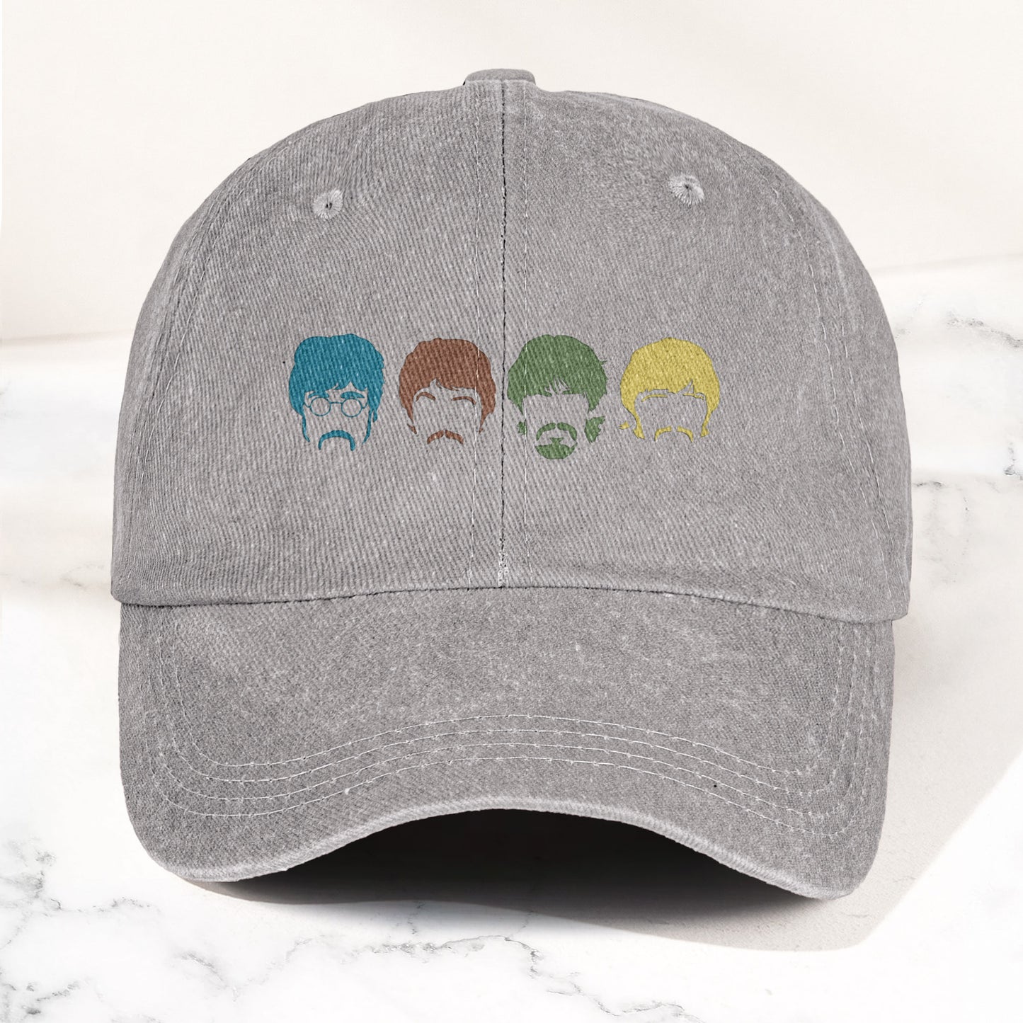 The Fabulous Four Faces Denim Cap – Retro The Beatles Tribute Merch Dad Hat (With Box)