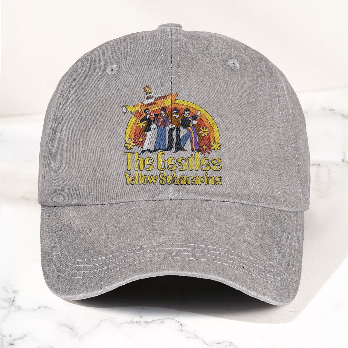 The Beatles Yellow Submarine Denim Dad Cap – Iconic Album Design ( With BOX)