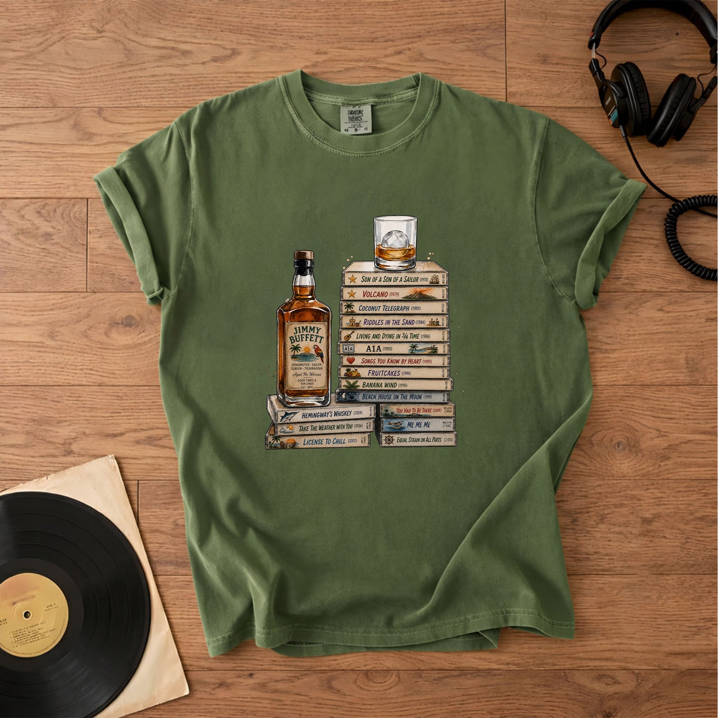 Jimmy Buffett Cassette Album Collection Vintage T-Shirt – Retro Music Jimmy Buffett Merch Tee