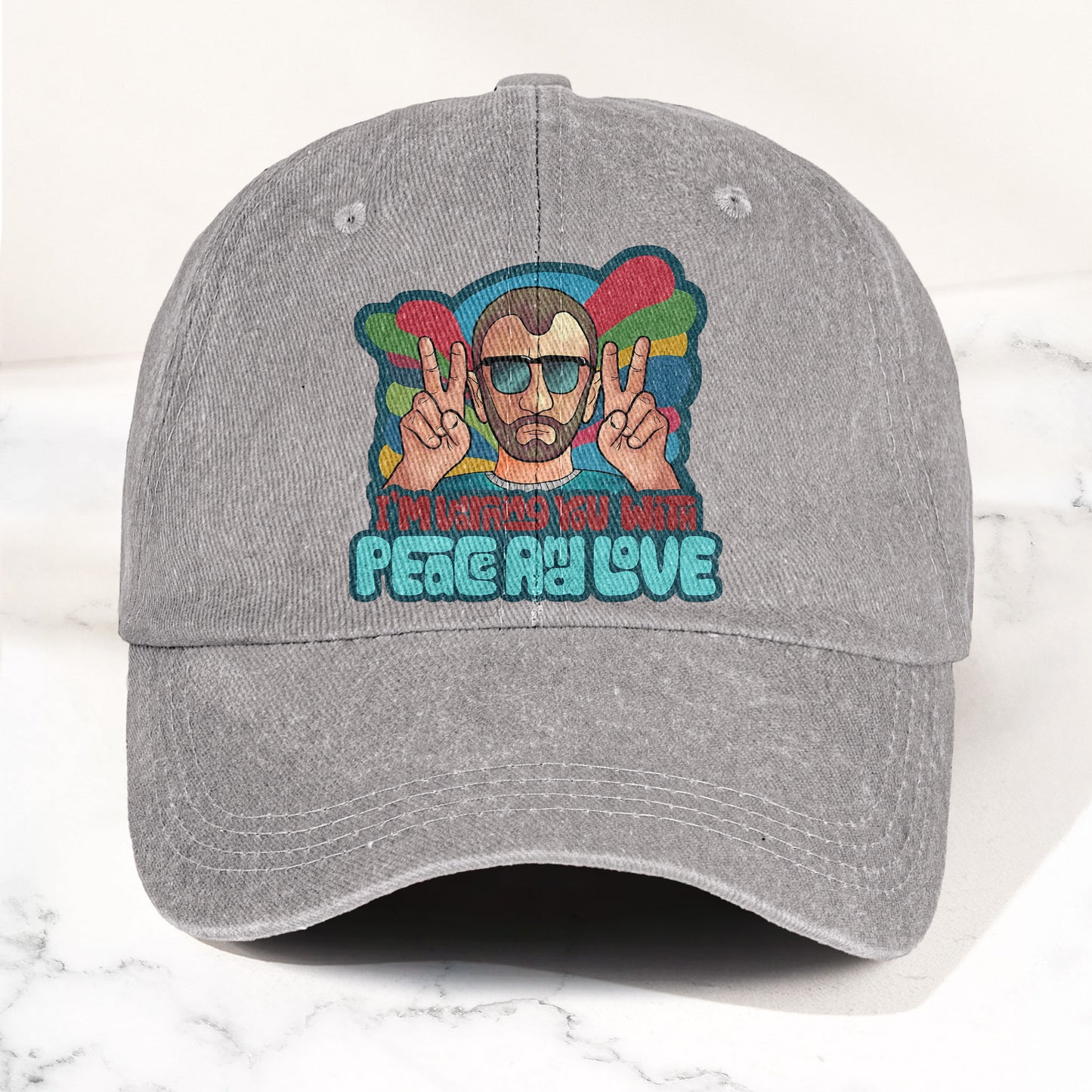 Beatles Ringo Starr Warning You With Peace and Love Denim Cap – Retro Rock Music Fan Cap (With Box)