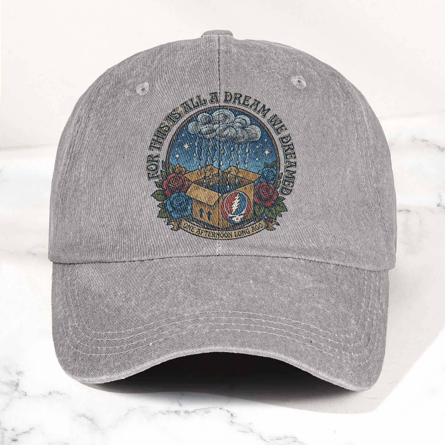 Grateful Dead Box Of Rain Dream We Dreamed Music Merch Denim Cap – Retro Vintage Dad Cap Gift For Dad (With Box)