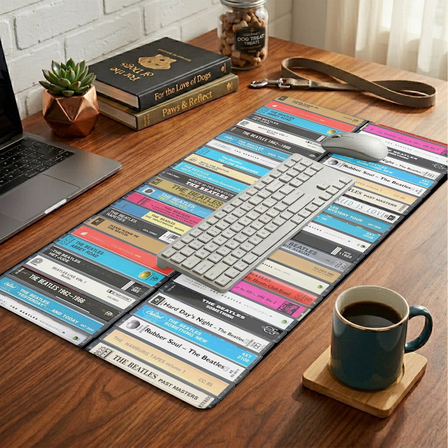 The Beatles Band Vintage Cassette Desk Mat – Non-slip Home Office Gift Keyboard Pad for Rock Music Lovers