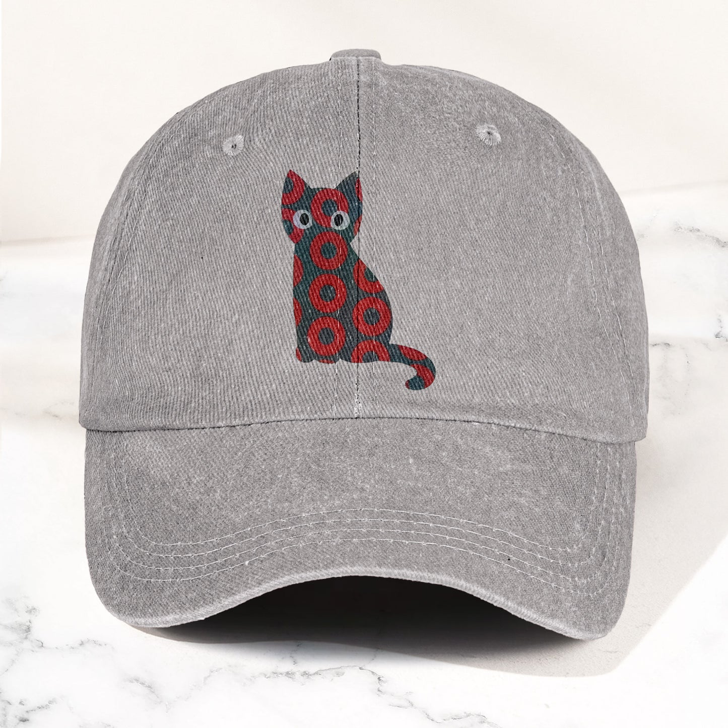 5-PACK Holographic Phish Cat Denim Cap – Retro Music Fan Merch Cap Gift For Dad (With Box)