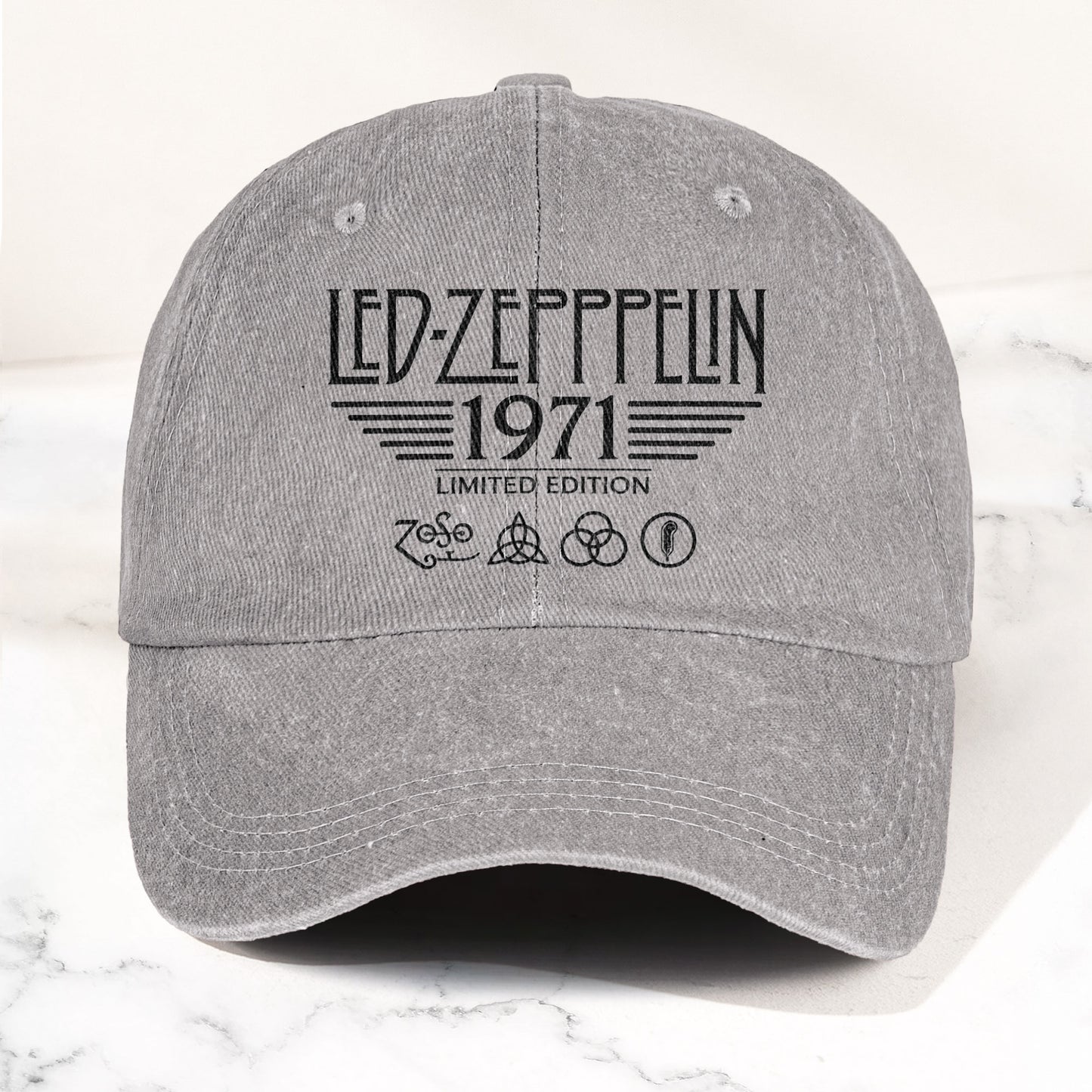 Led Zeppelin 1971 Four Symbols Denim Cap – Vintage Dad Cap Gift For Dad (With Box)