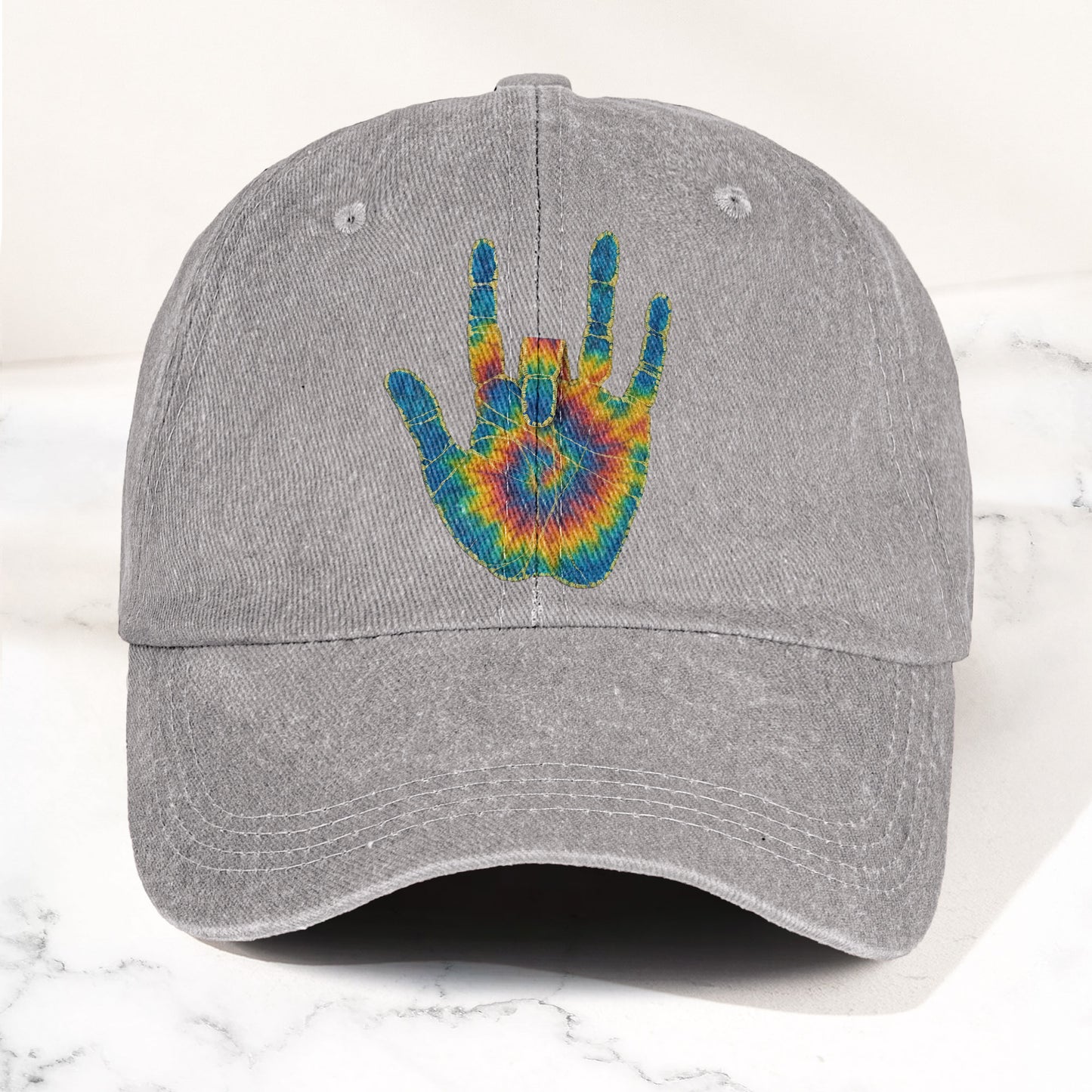 Jerry Garcia Handprint Tie Dye Denim Cap – Vintage Music Grateful Dead Merch Gift for Dad (With Box)