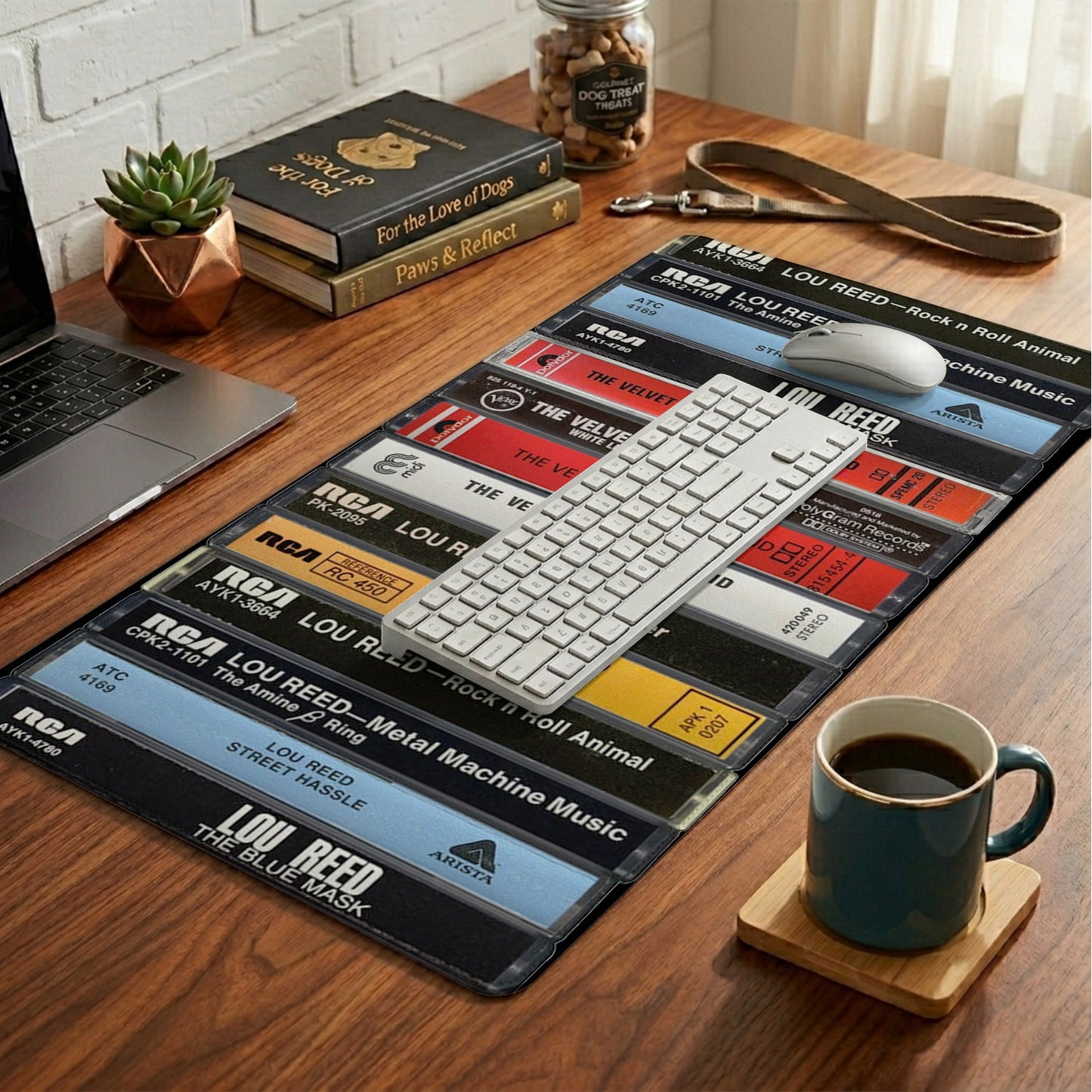Lou Reed Cassette Album Collage Print Desk Mat – Non-slip Office Gift Keyboard Pad Birthday Gift For Music Lovers
