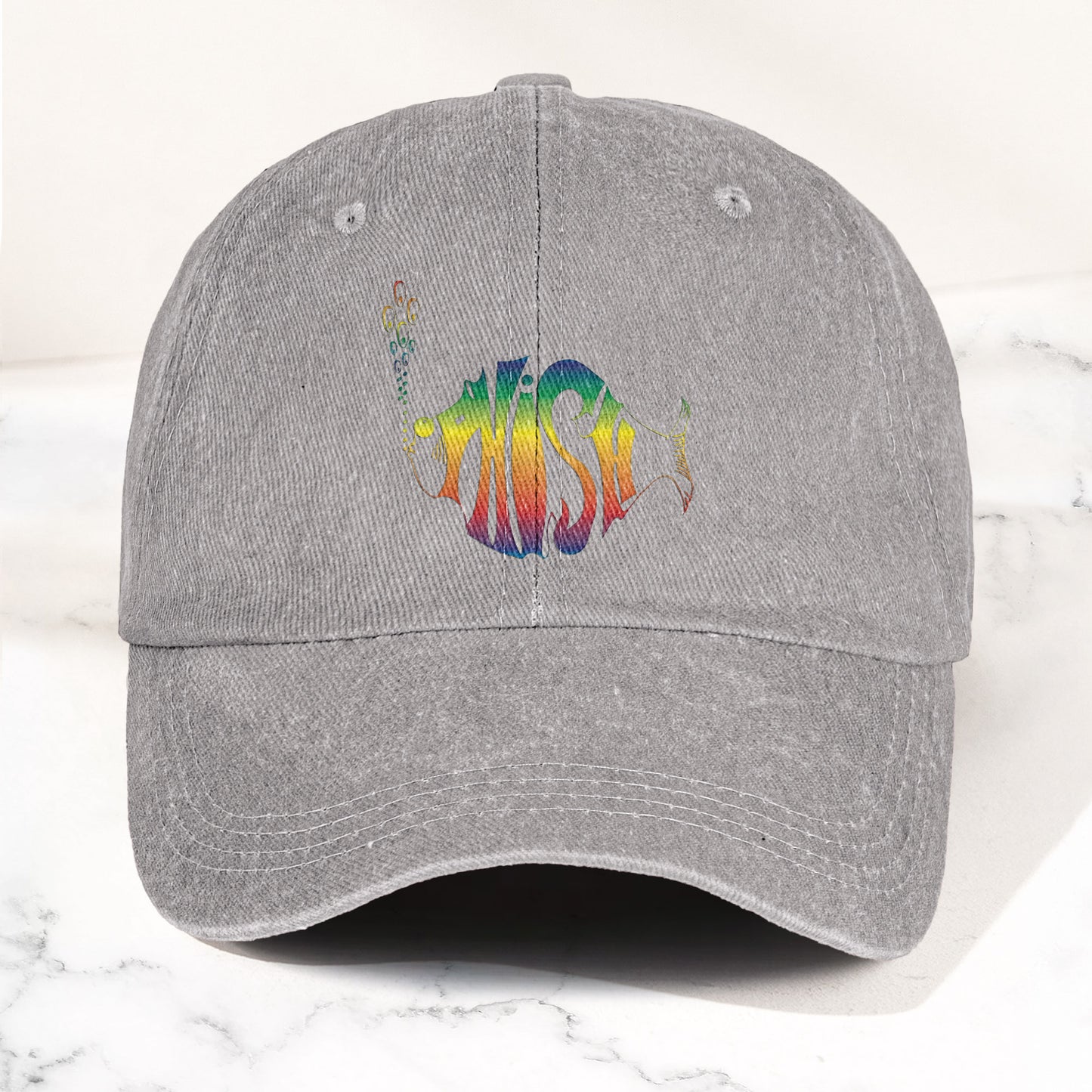 Phish Rainbow Fish Logo Denim Cap – Retro Music Phish Cap Gift For Dad (With Box)