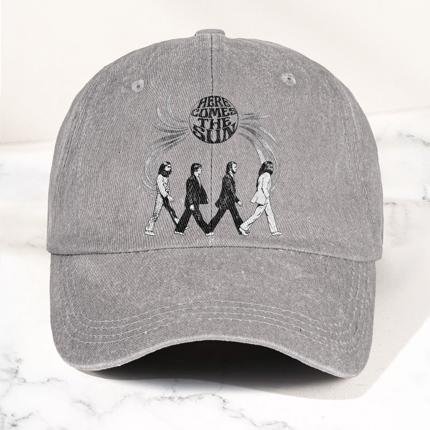 The Beatles Here Comes the Sun Denim Cap – Retro Rock Music Fan Cap Gift For Dad (With Box)