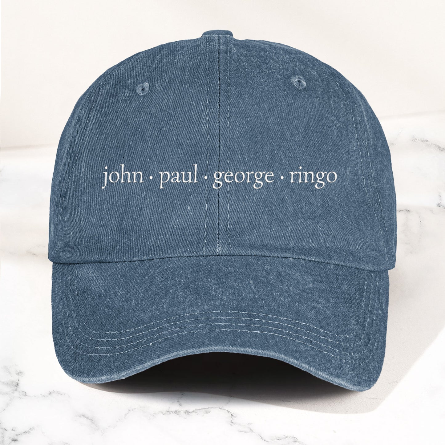 John Paul George Ringo Denim Cap – Minimalist Beatles Dad Hat Gift ( With Box)
