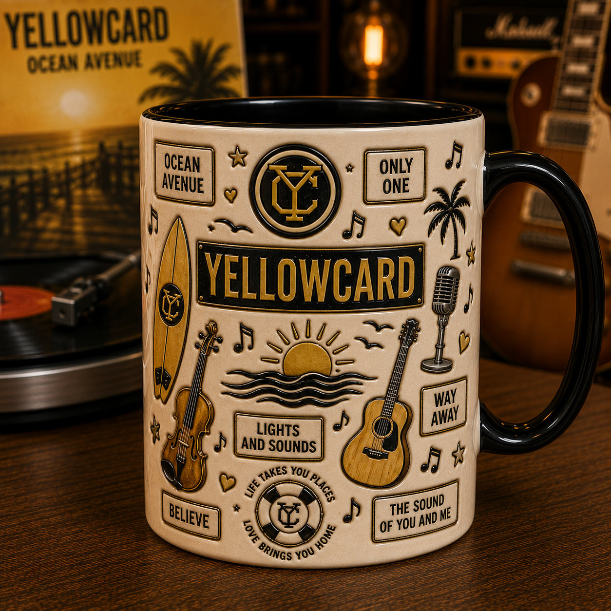 Yellowcard Mug – Ocean Avenue Ceramic Coffee Mug, Pop Punk Band Fan Gift for Yellowcard Lovers