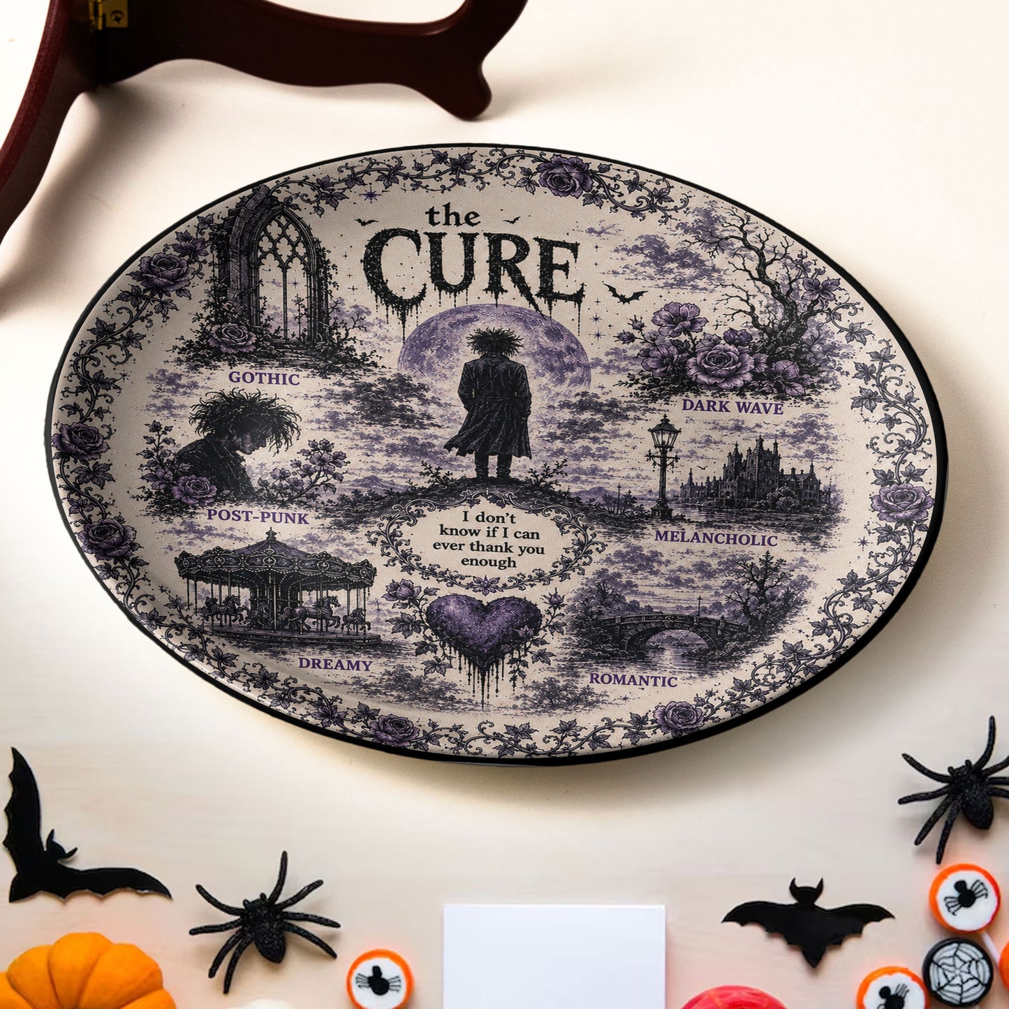 The Cure Gothic Decorative Ceramic Plate – Dark Wave & Post-Punk Inspired Collector Plate, Romantic Gothic Home Decor Gift for Music Fans