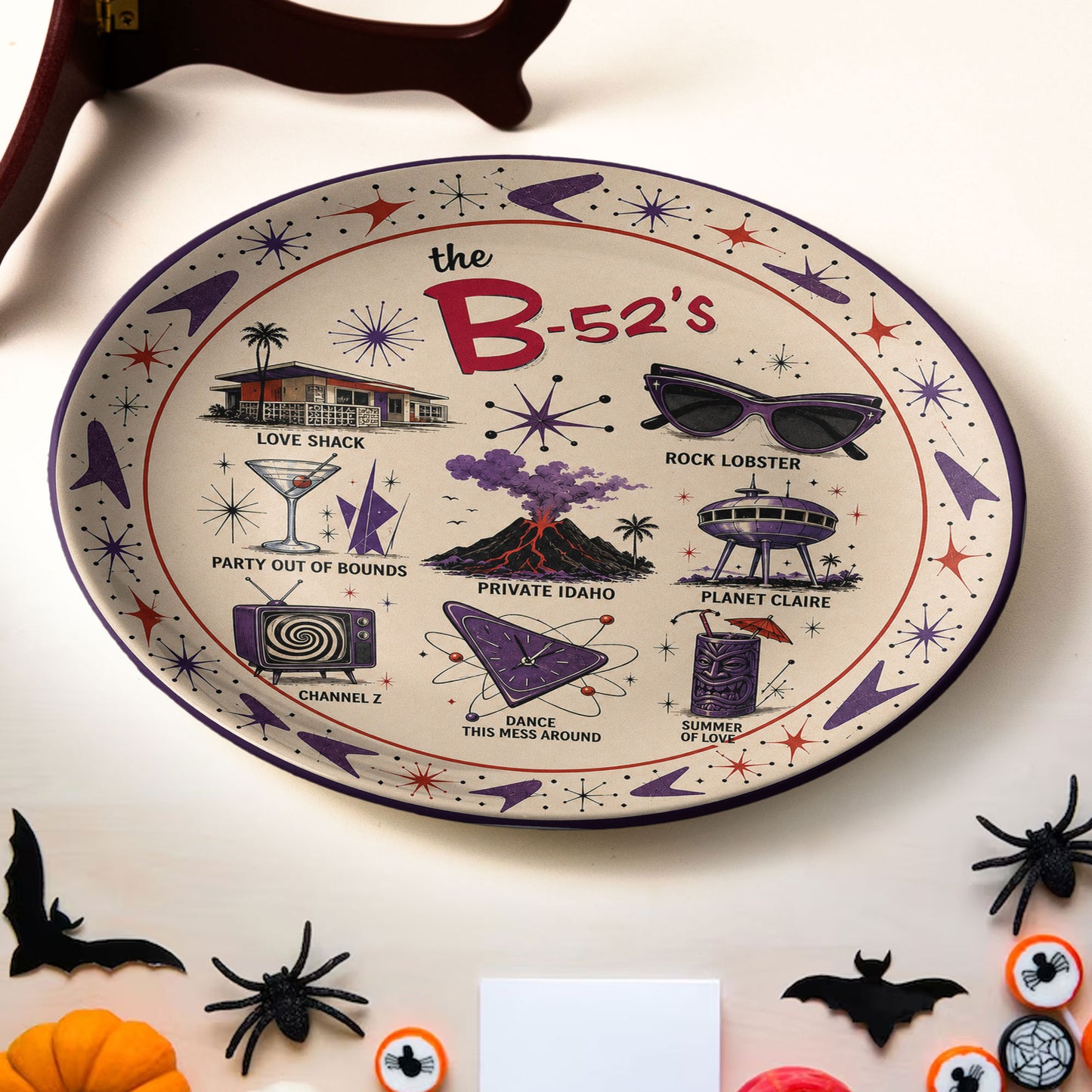 The B-52's Decorative Ceramic Plate – Retro New Wave Music Band Collectible Display Plate, Love Shack Wall Art Gift for Fans