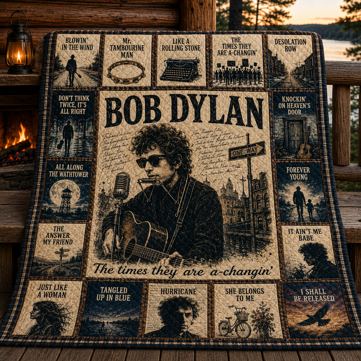 Bob Dylan Folk Rock Quilt Blanket – A Vintage Musical Journey In Every Stitch