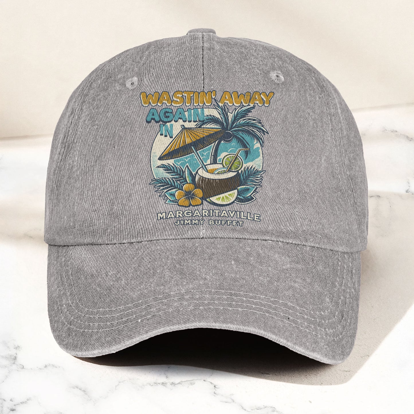 Margaritaville Denim Cap – Retro Jimmy Buffett Inspired Dad Hat (With Box)